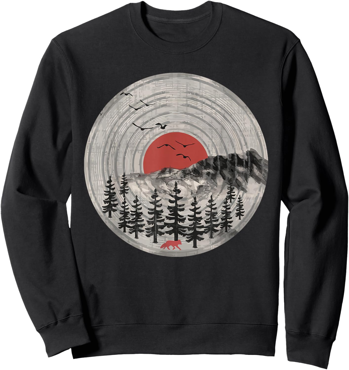 Wildlife Trees Outdoors Nature Retro Forest Sweatshirt - Sweatshirt | Black
