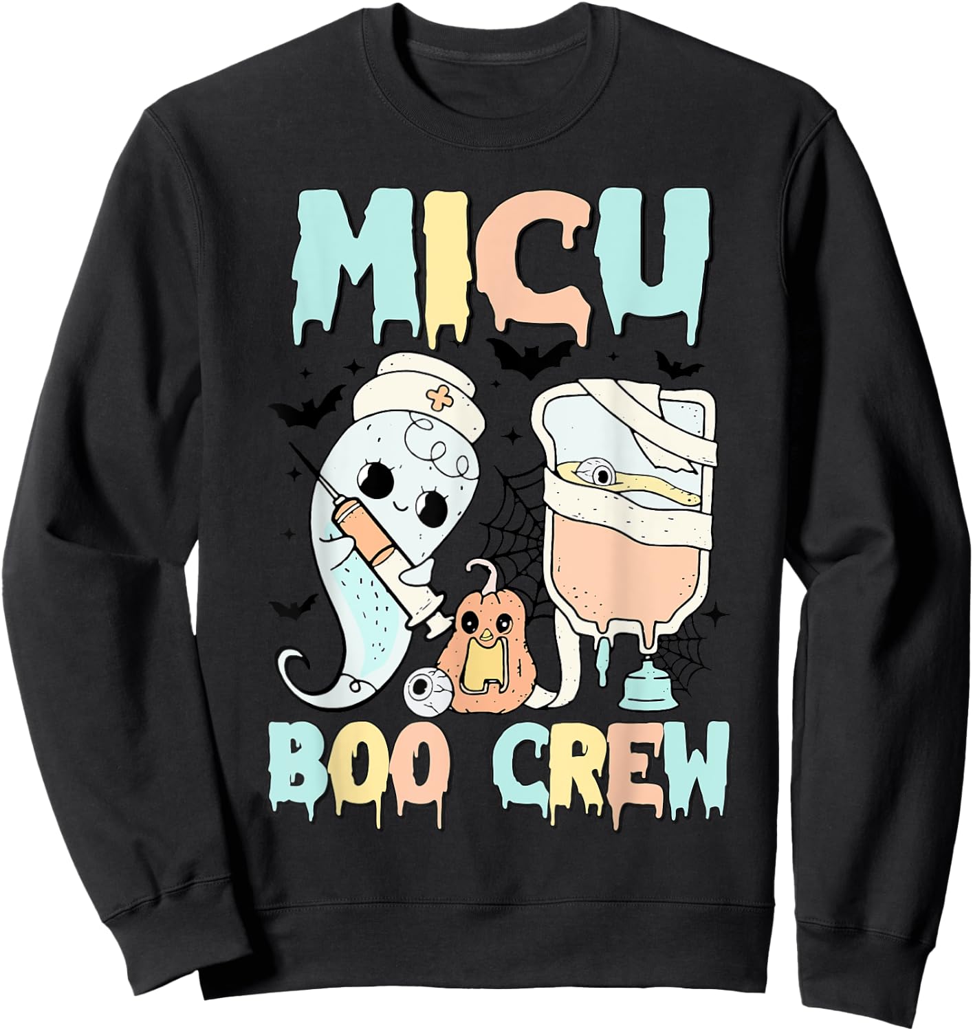 MICU Boo Crew MICU Nurses Halloween MICU squad Matching Sweatshirt - Sweatshirt | Black