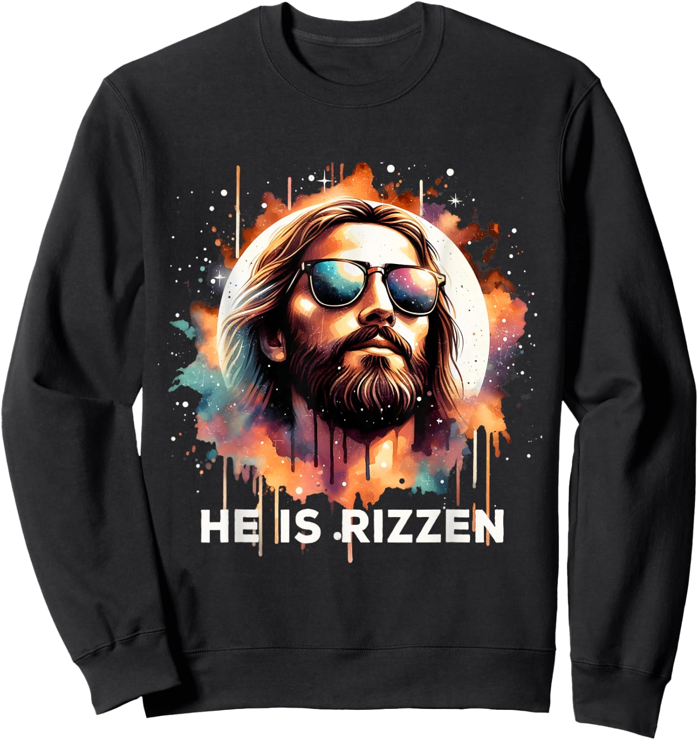 He Is Rizzen Christian Jesus Is Rizzen Retro Jesus Christian Sweatshirt - Sweatshirt | Black