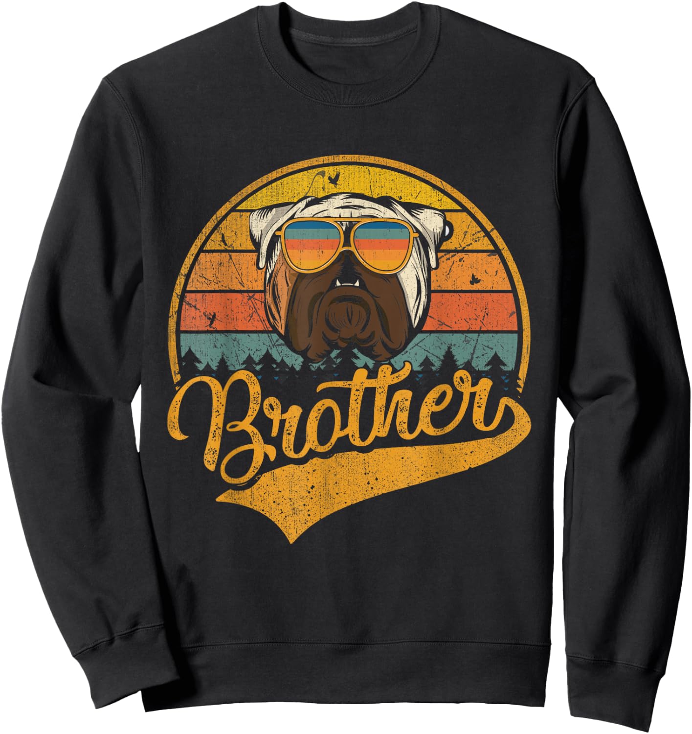 Father's Day Gifts Retro Vintage English Bulldog Brother Women Kids Sweatshirt - Sweatshirt | Black
