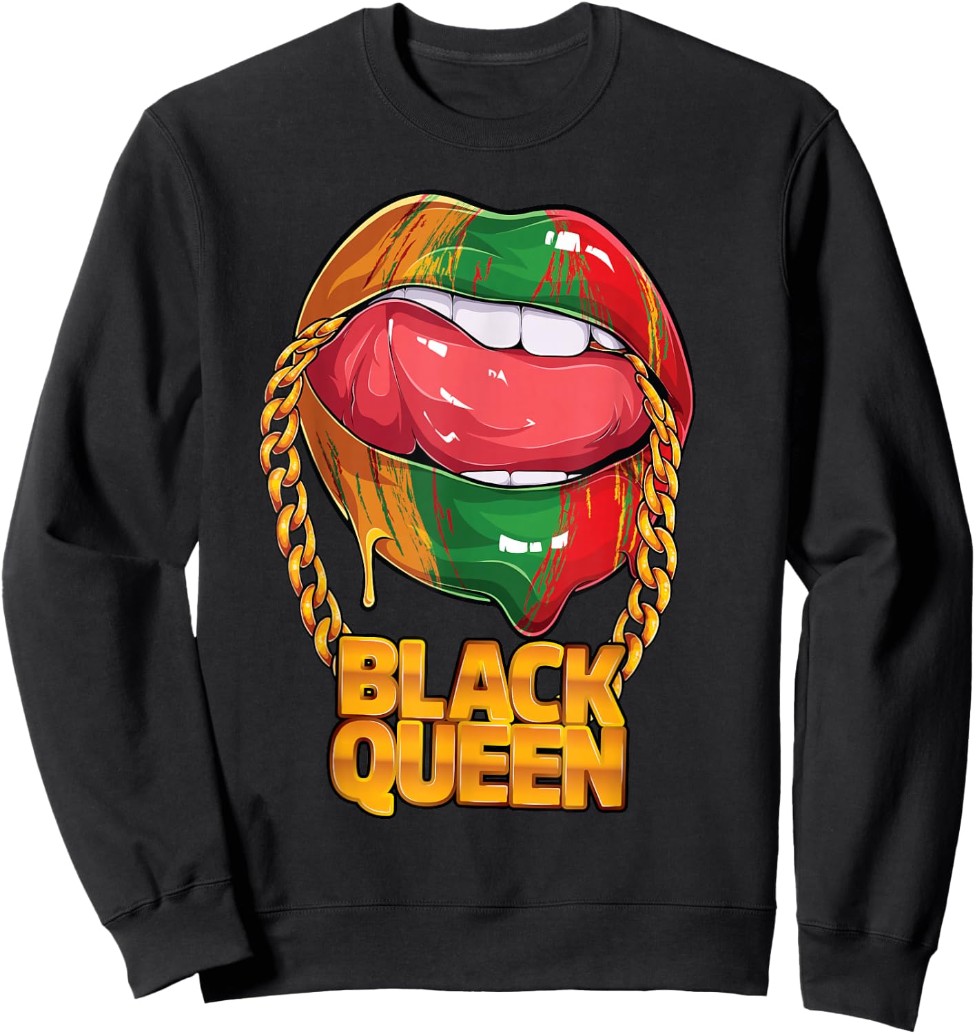 Black Queen Afro American Melanin Girl Lips Black History Sweatshirt - Sweatshirt | Black