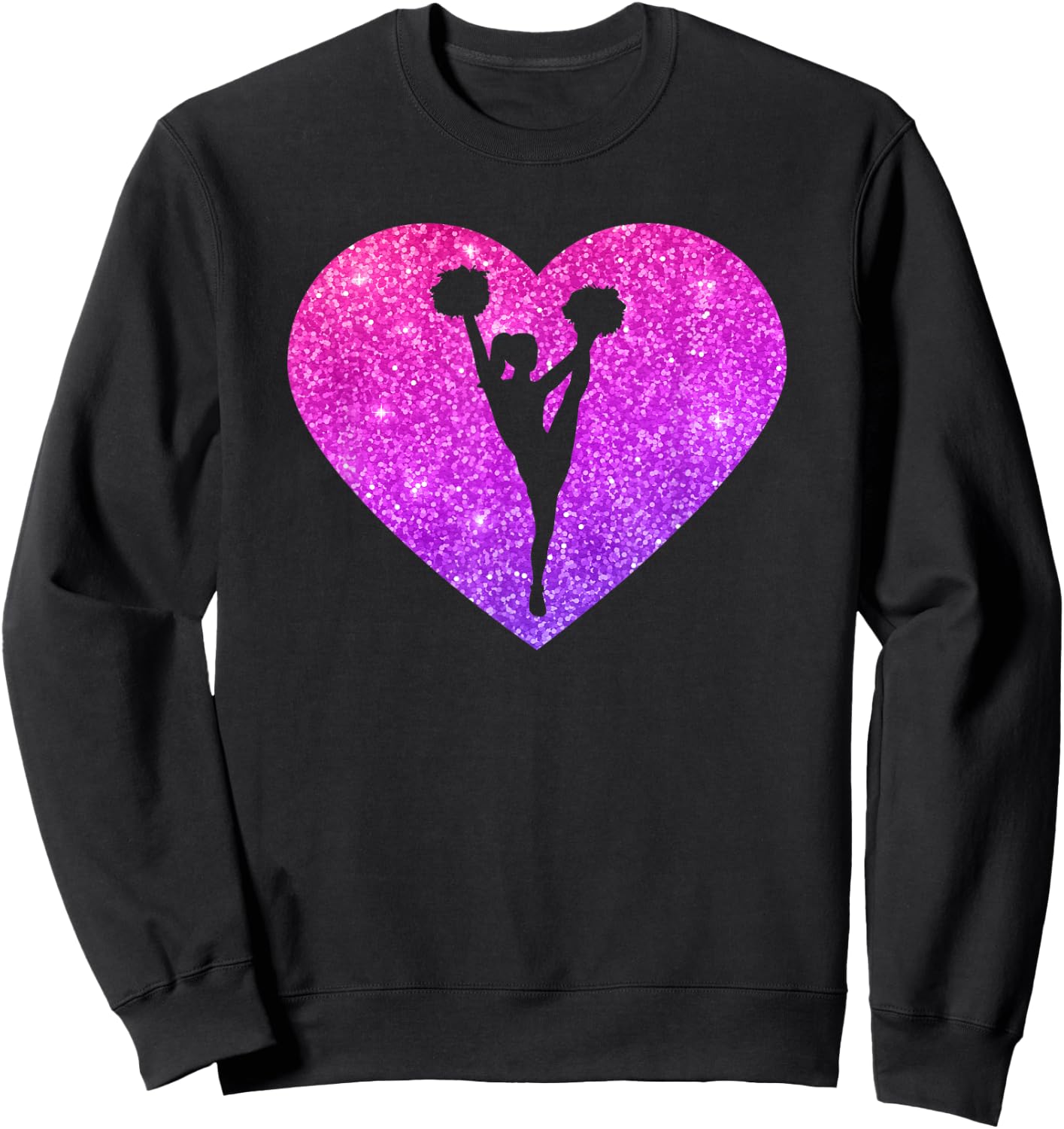 Cute Cheerleader Heart Gift Girls Teens And Women Sweatshirt - Sweatshirt | Black