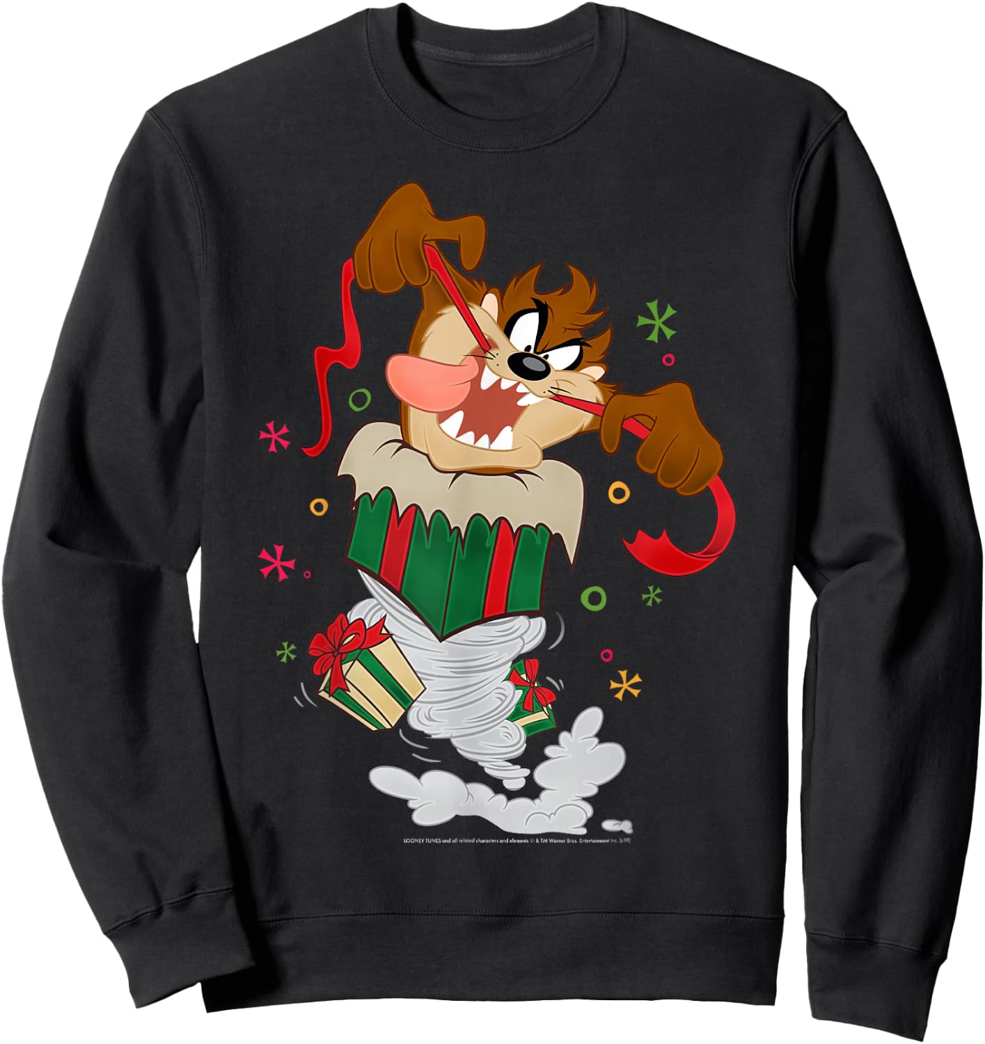 Looney Tunes Christmas Taz Ripping Presents Sweatshirt - Sweatshirt | Black