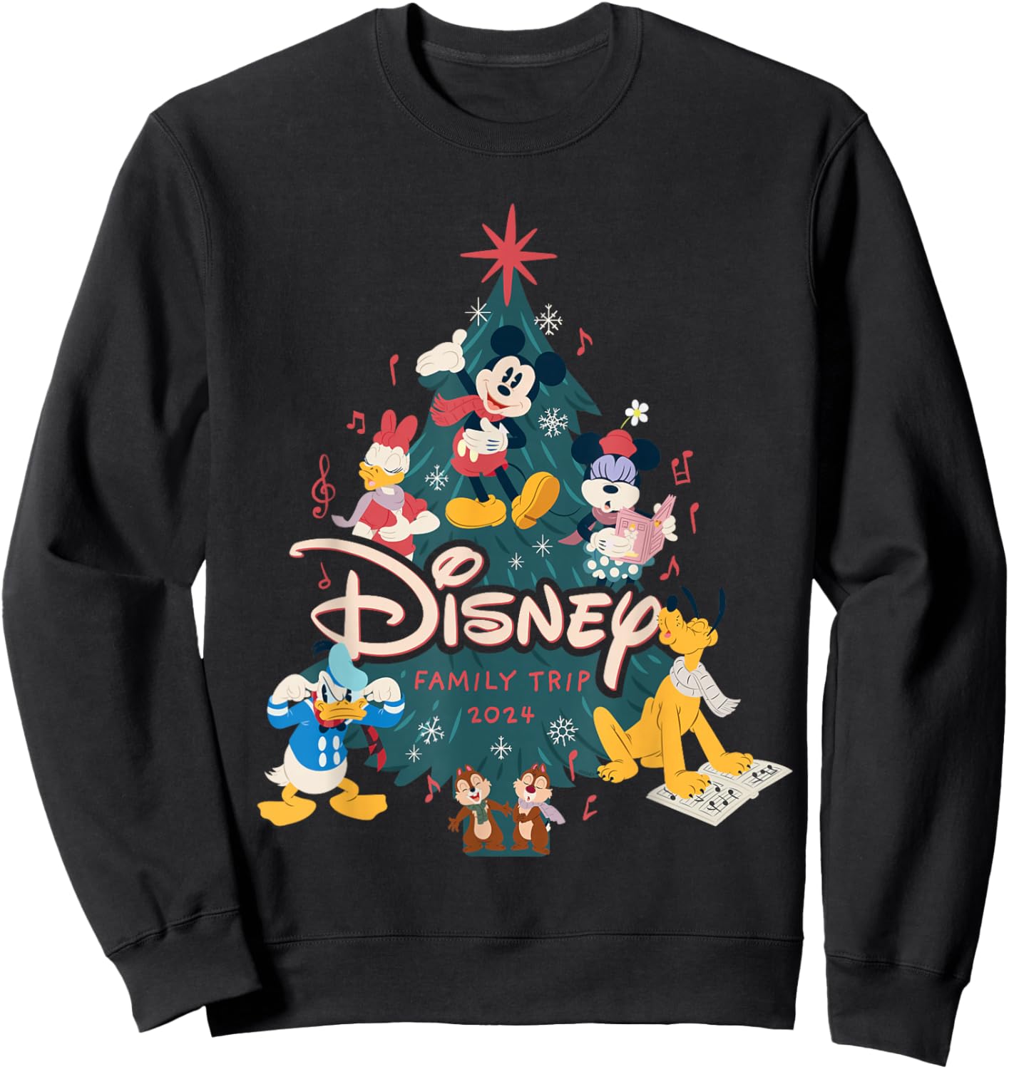 Disney Mickey & Friends Christmas Holiday Family Trip 2024 Sweatshirt - Sweatshirt | Black