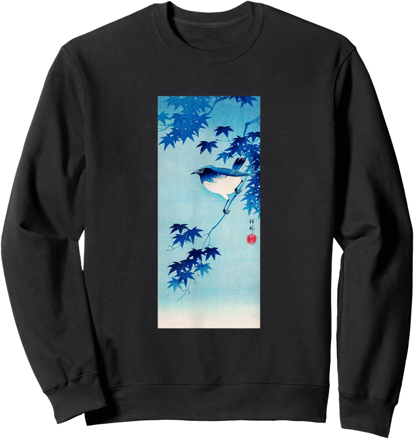 Aesthetic Vintage Japanese Shirt Bird Print Art Gifts Shirt Sweatshirt - Sweatshirt | Black