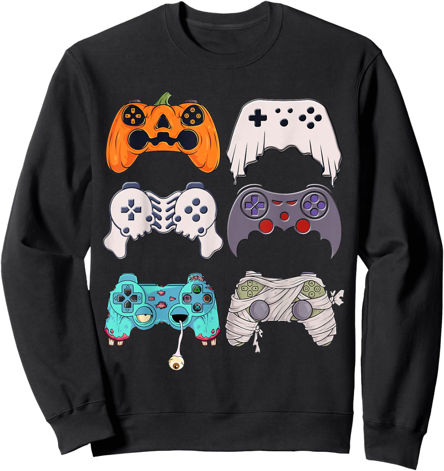 Halloween Skeleton Zombie Gaming Controllers Mummy Boys Kids Sweatshirt - Sweatshirt | Black