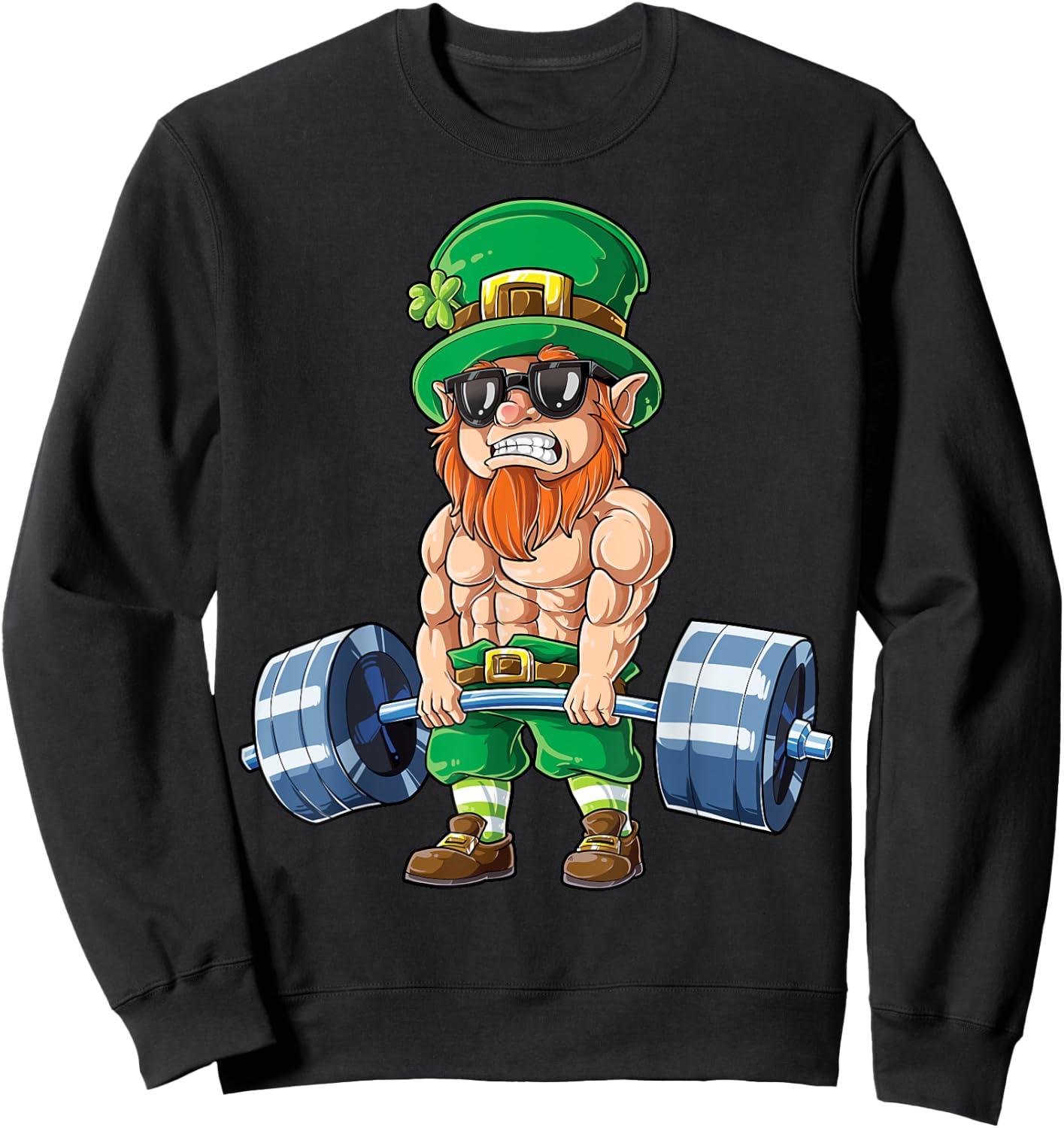 Leprechaun St Patrick's Day Weightlifting Deadlift Fitness Sweatshirt - Sweatshirt | Black