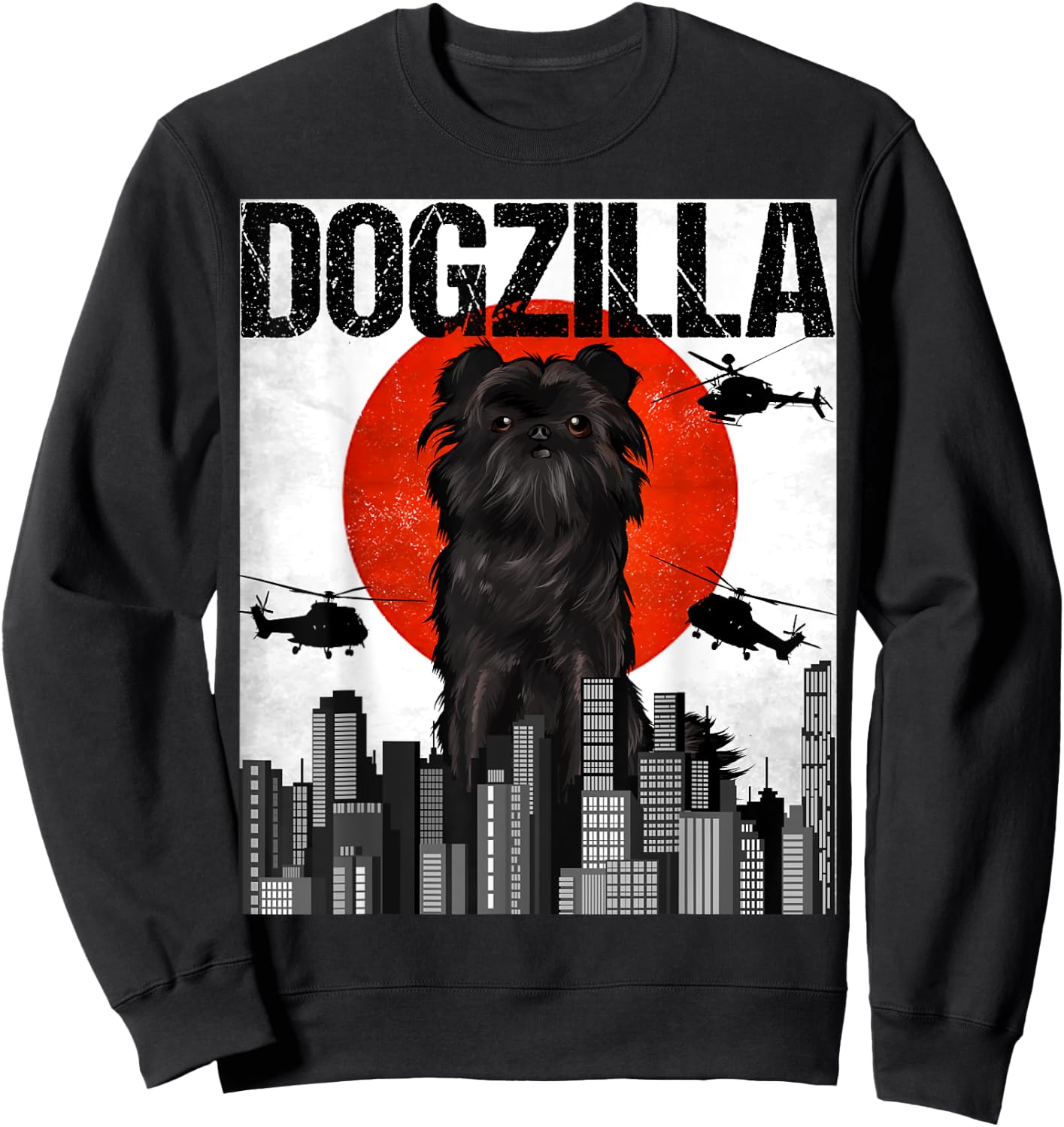 Funny Vintage Japanese Dogzilla Affenpinscher Sweatshirt - Sweatshirt | Black