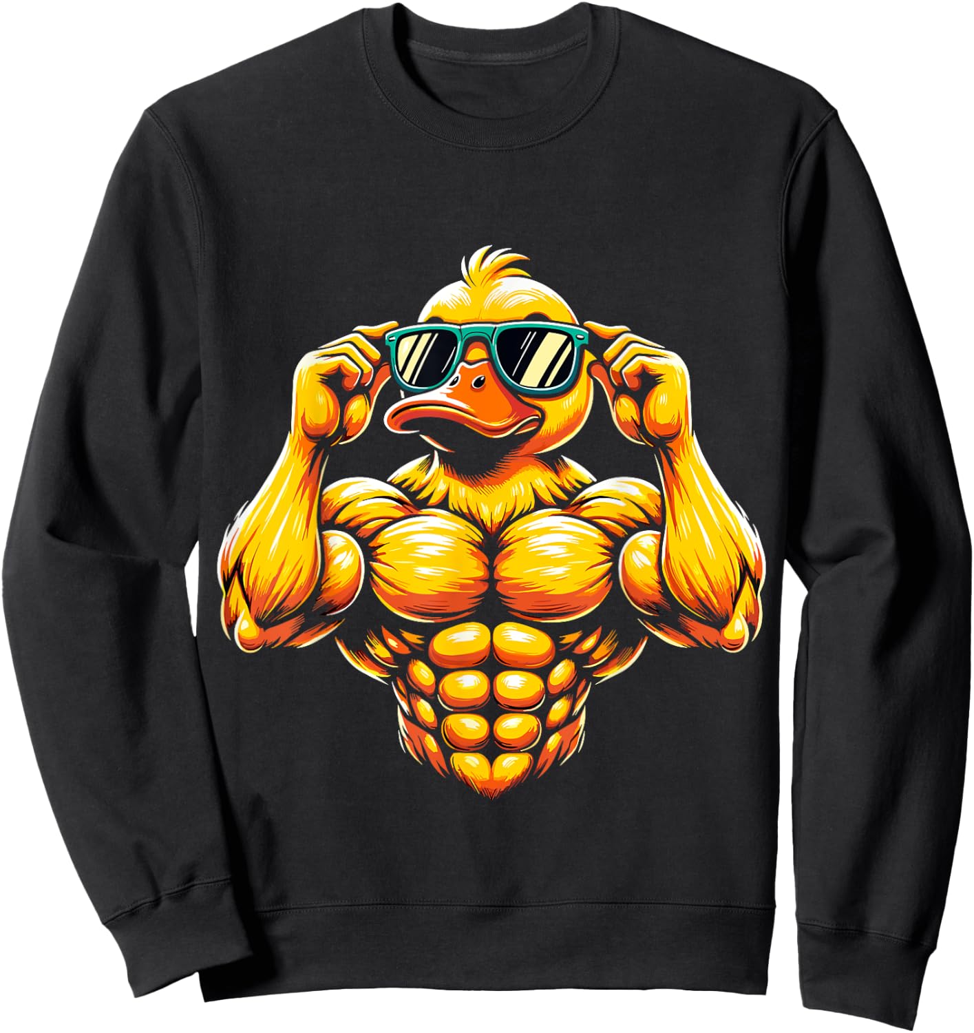 cool Rubber Duck Muscular Fitness Gym Duck Sweatshirt - Sweatshirt | Black