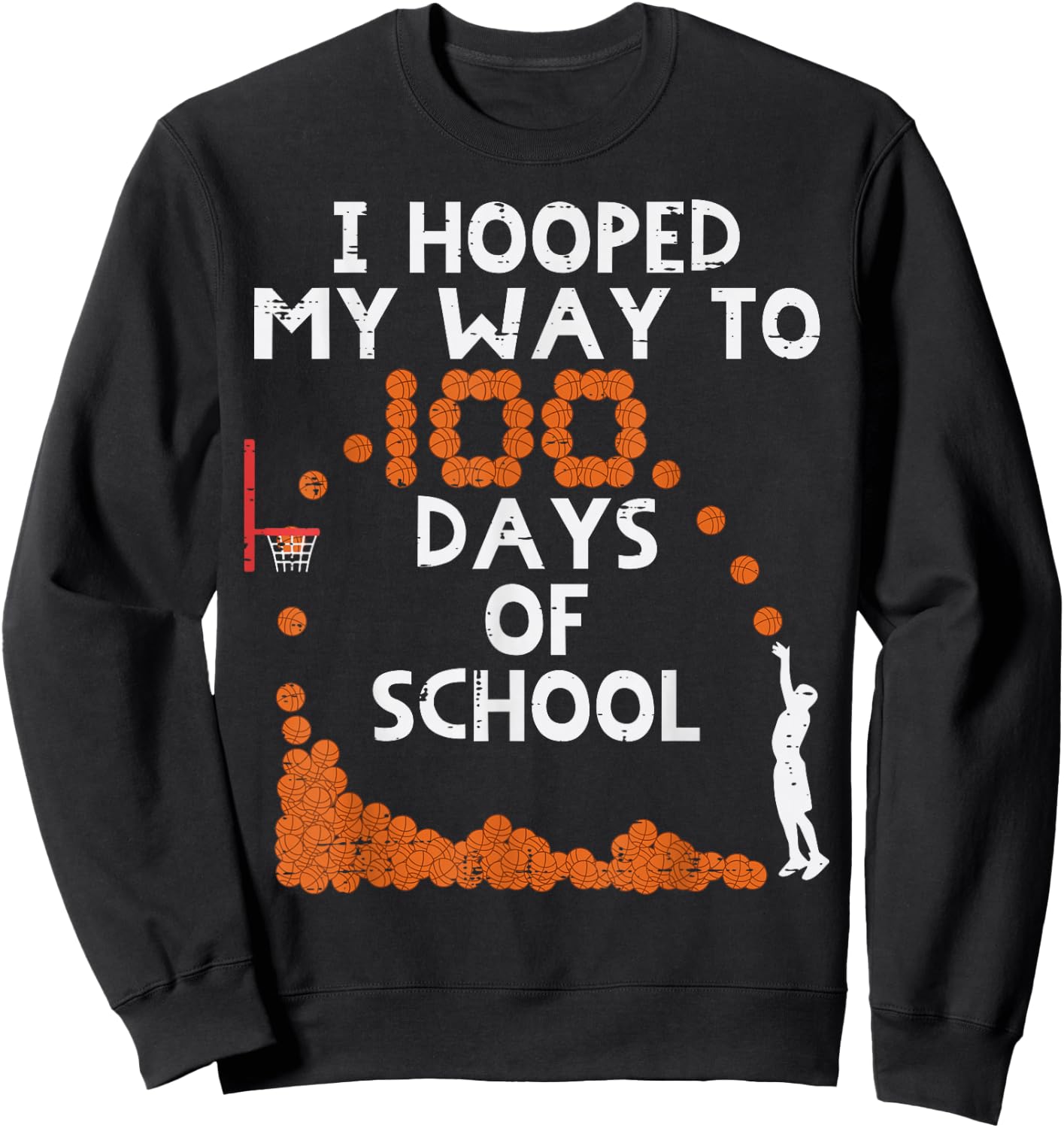 Hooped My Way 100 Days School Basketball 100th Day Boys Kids Sweatshirt - Sweatshirt | Black