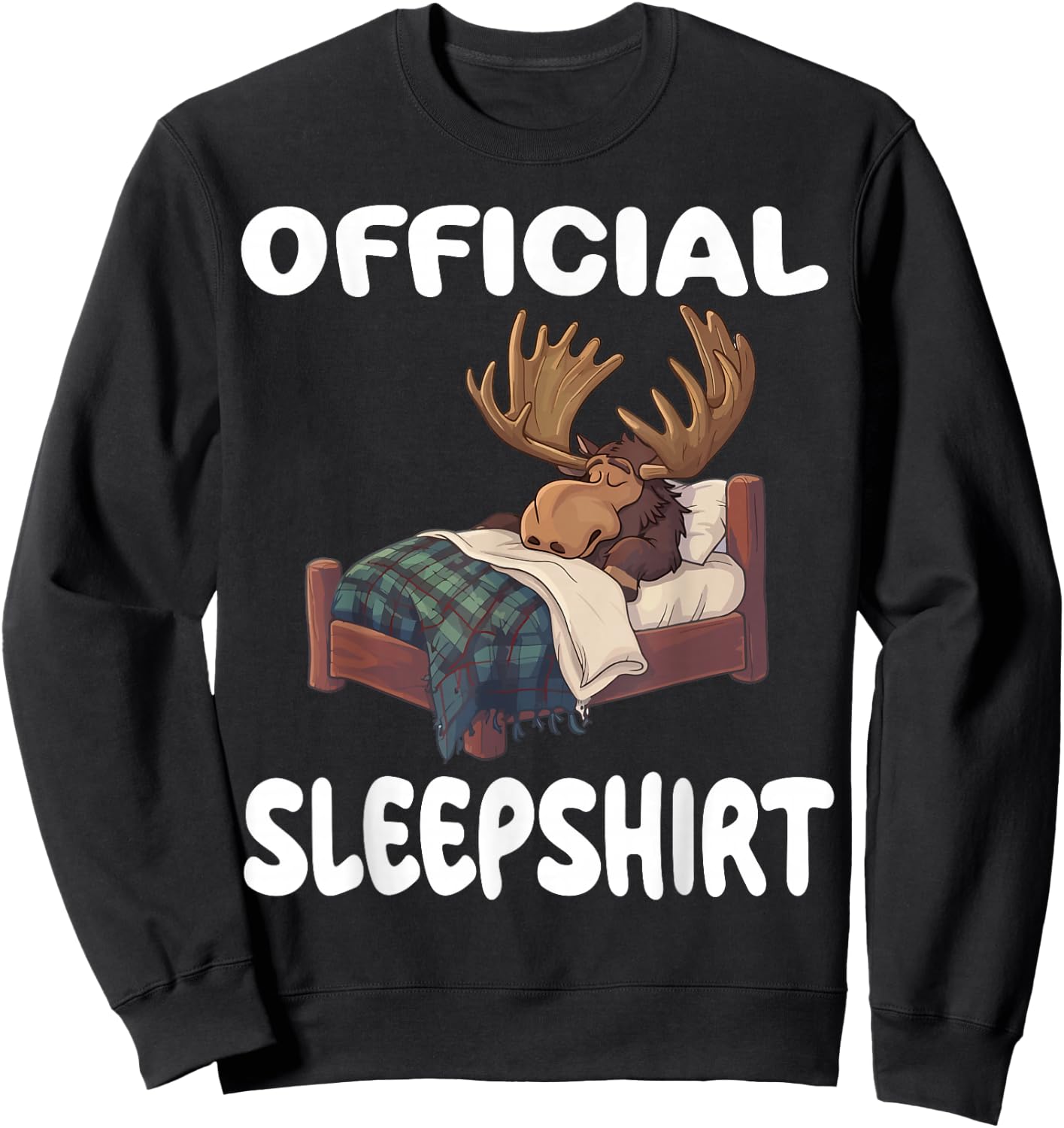 Moose Official Sleepshirt Pajamas Nightgown Sweatshirt - Sweatshirt | Black