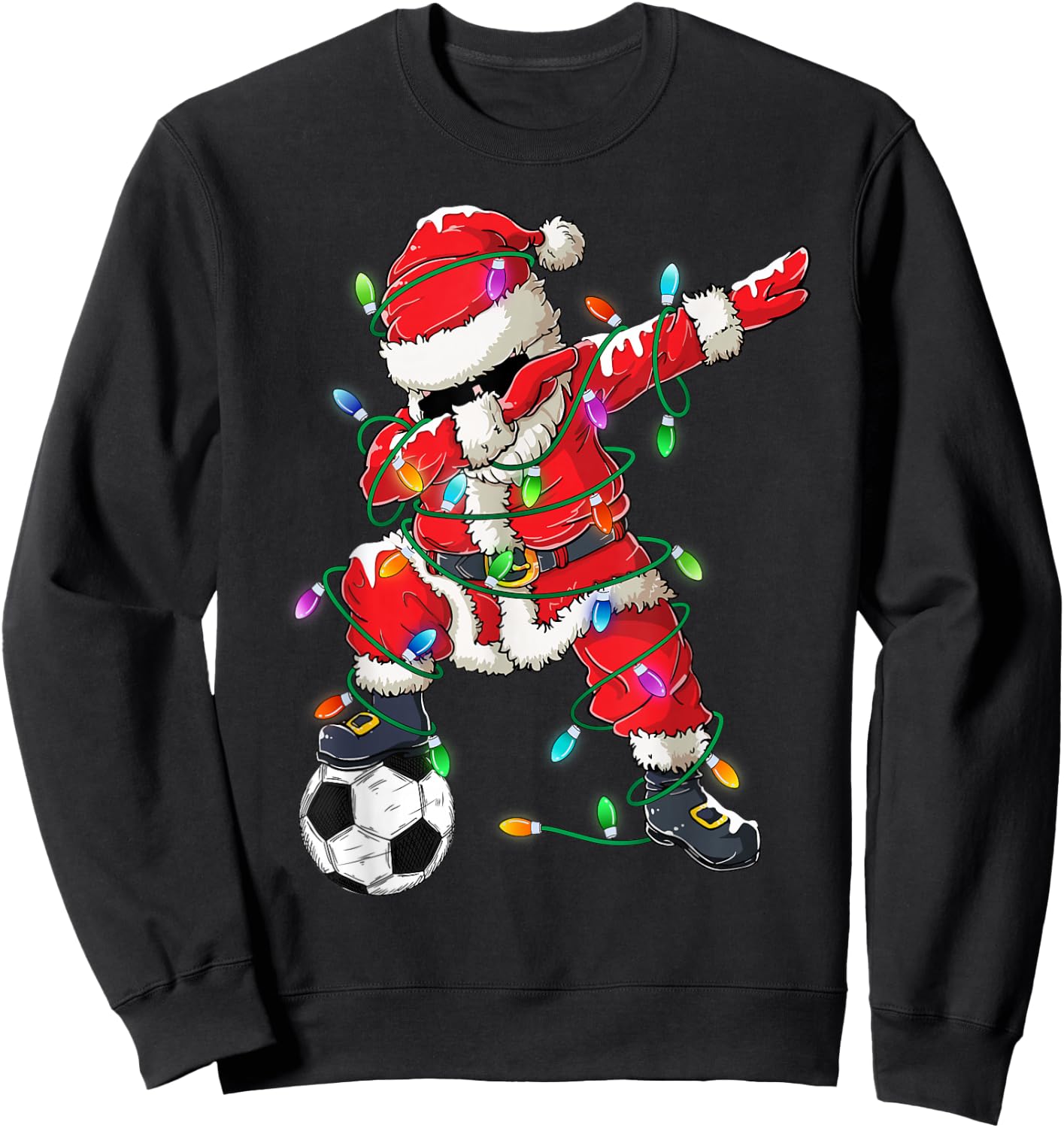 Happy Xmas Dabbing Santa Soccer Christmas Pajamas Kids Sweatshirt - Sweatshirt | Black