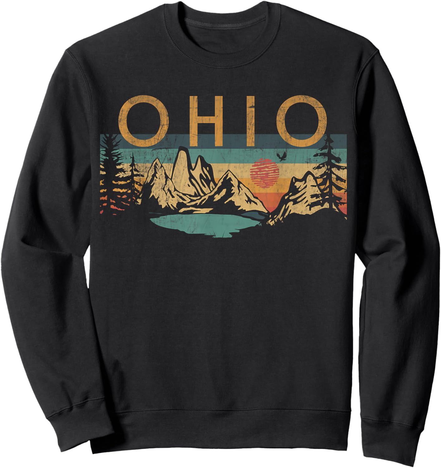 Ohio USA Outdoor Vintage Ohio -Adults, -Kids Black Short Sleeve Small Retro Nature Retro Sweatshirt - Sweatshirt | Black