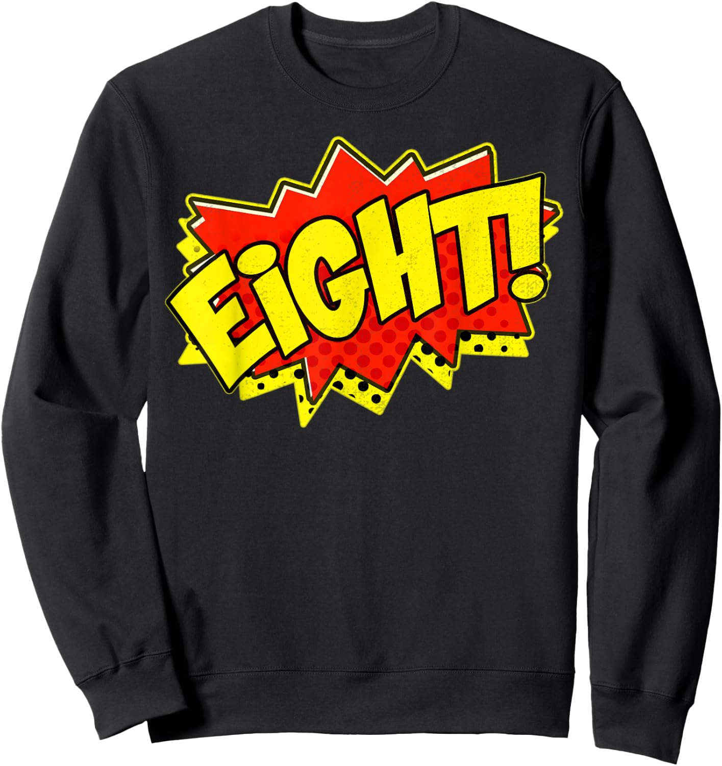 Boy Eight Superhero Comic Book Hero 8th Birthday Boy 8 Years Sweatshirt - Sweatshirt | Black