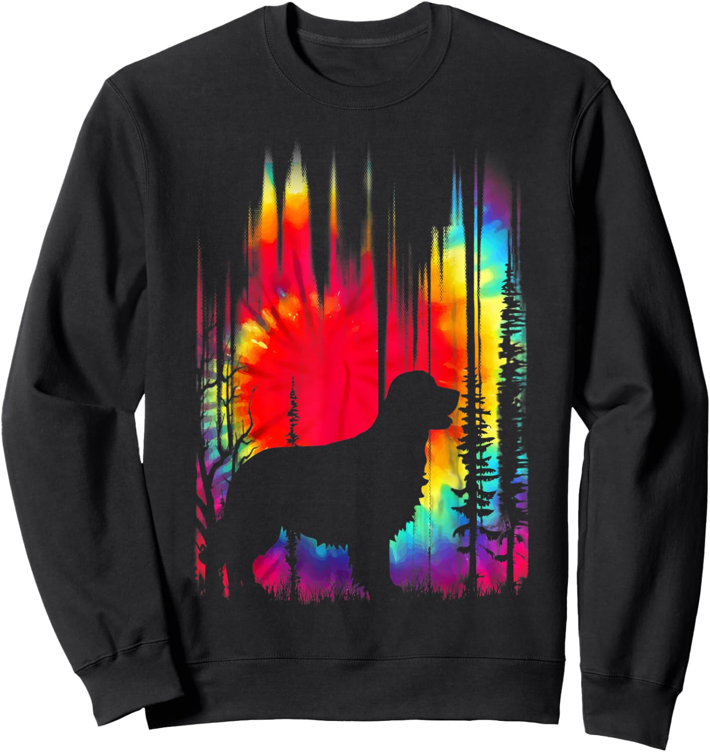 Golden Retriever Dog Colorful Tie Dye Hippie Puppy Lovers Men Women Kids Sweatshirt - Sweatshirt | Black