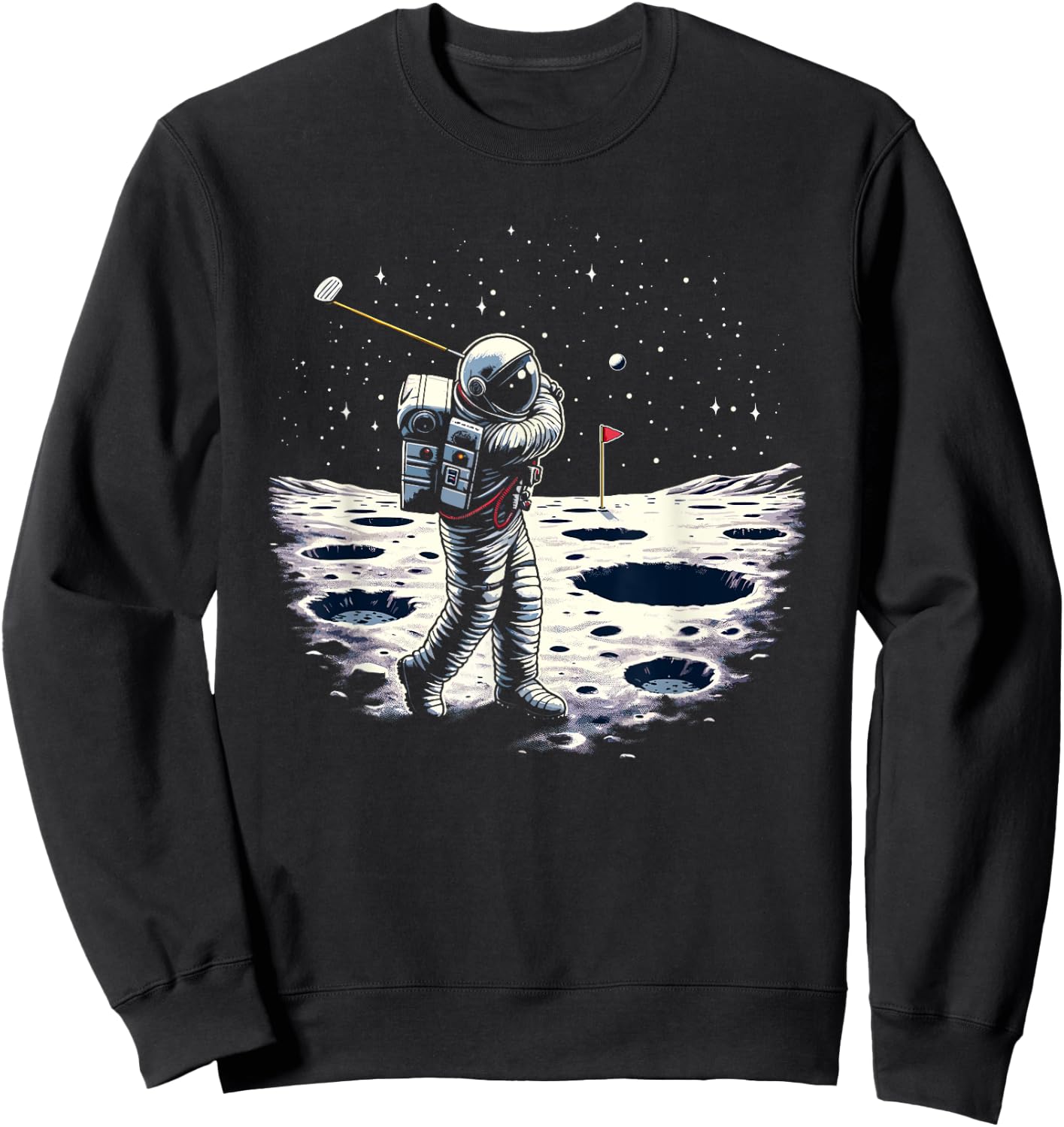 Golf Novelty Astronaut Golfing Men Women Kids Funny Golf Sweatshirt - Sweatshirt | Black