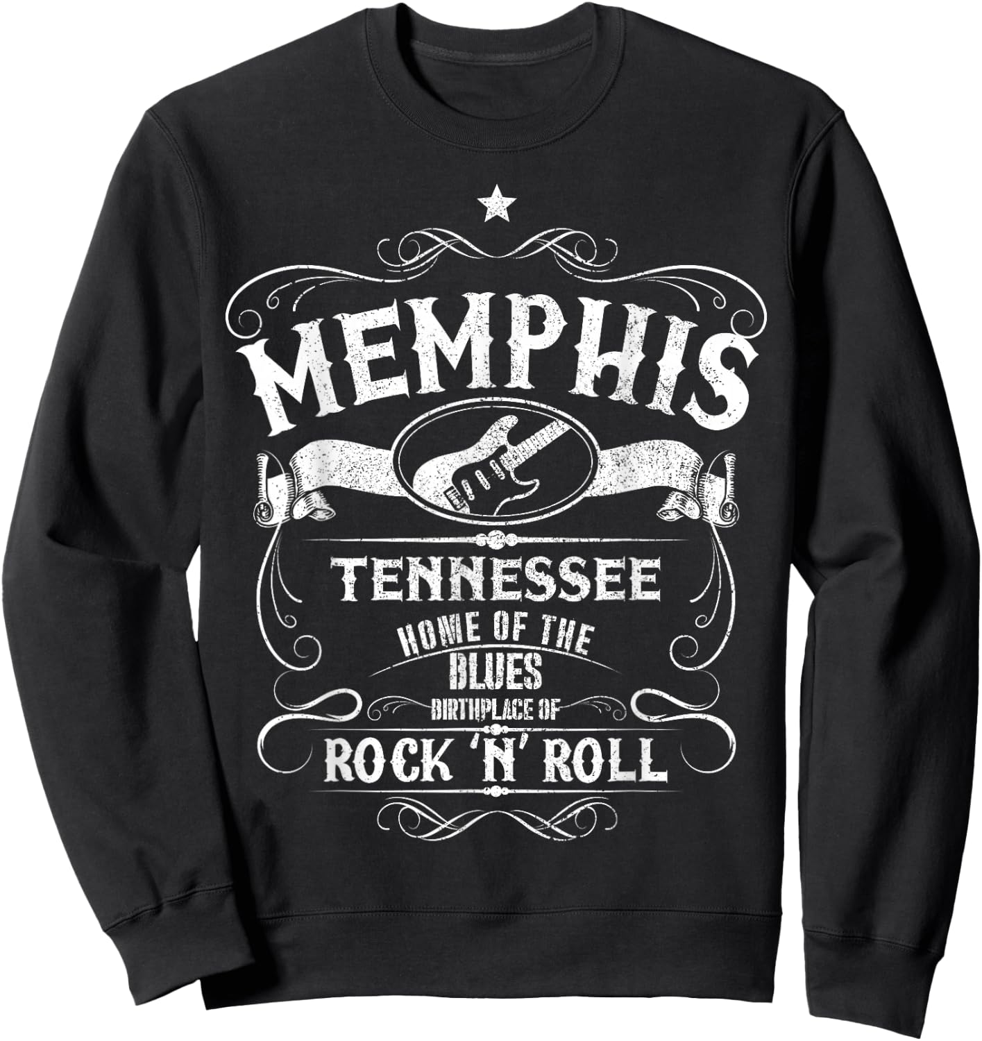 Memphis Tennessee Blues Country Music Guitar Vintage Gift Small Sweatshirt - Sweatshirt | Black