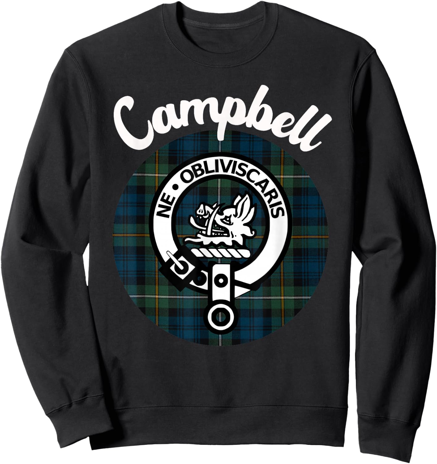 Campbell Clan Scottish Name Coat Of Arms Tartan Sweatshirt - Sweatshirt | Black