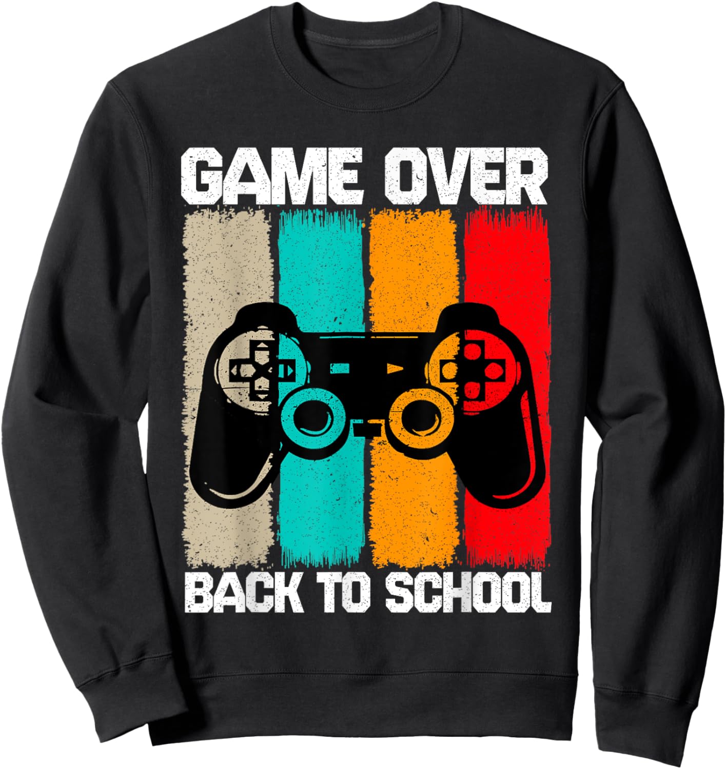 Back To School Vintage For Boys Men Game Over Back To School Sweatshirt - Sweatshirt | Black
