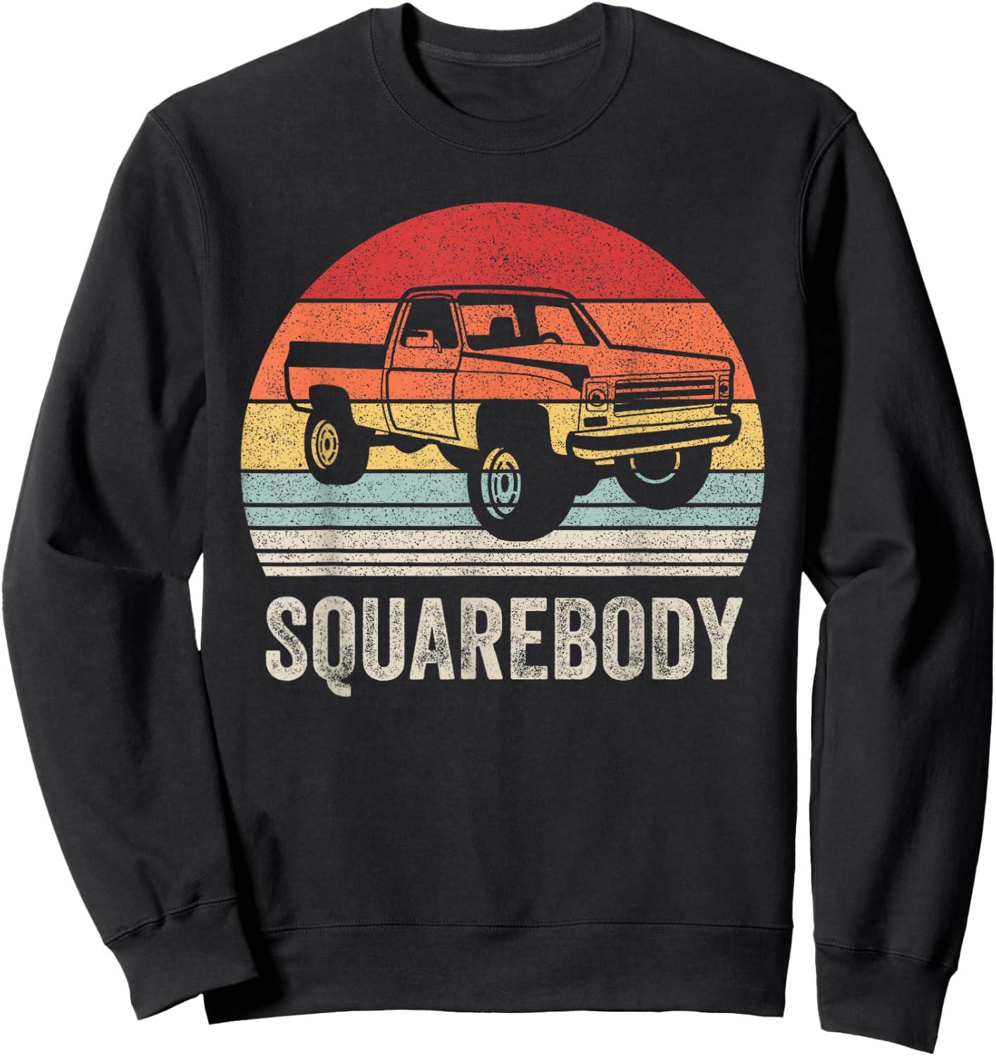 Vintage Retro Classic Square Body Squarebody Truck Sweatshirt - Sweatshirt | Black