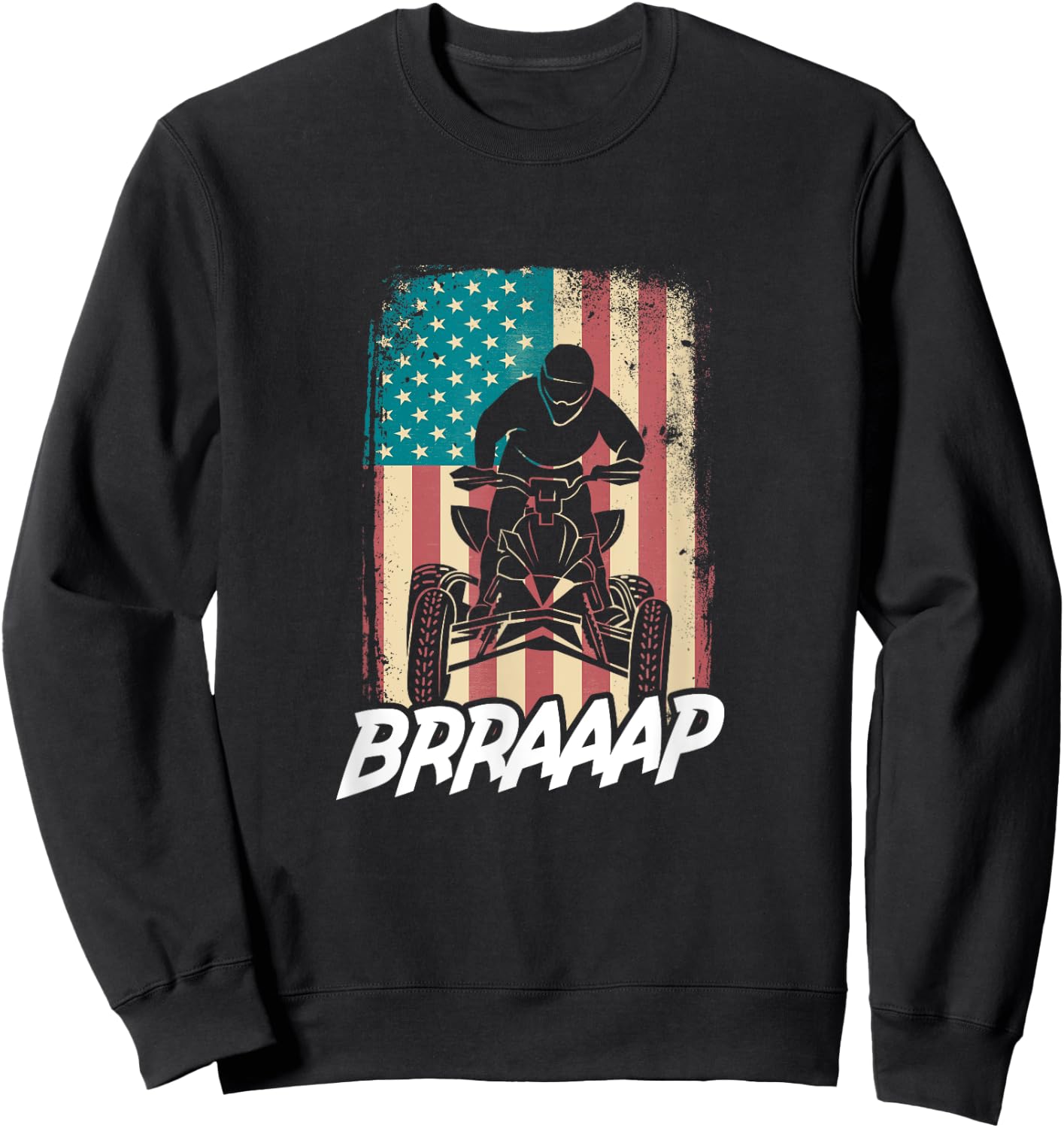 ATV USA American Flag Quad Bike Four Wheeler Biker Rider Sweatshirt - Sweatshirt | Black