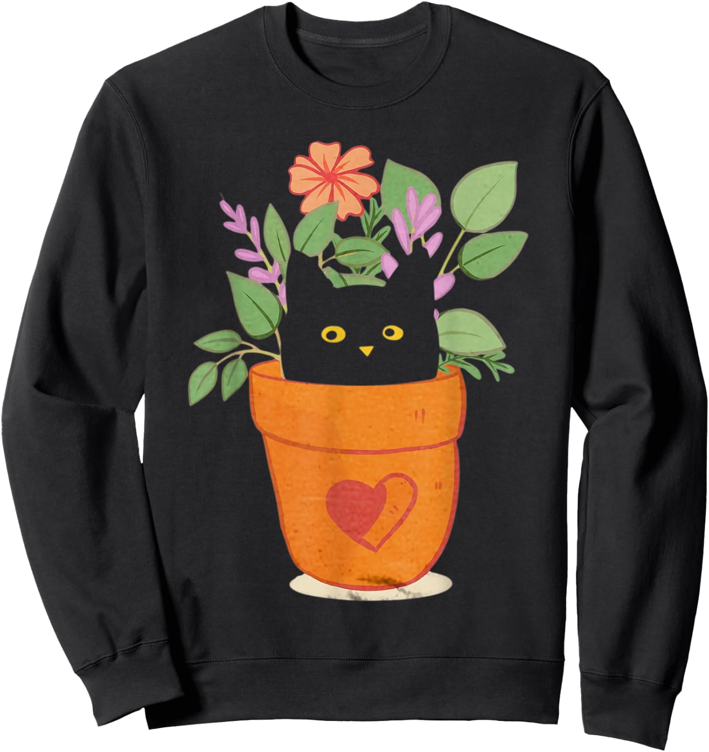 Funny Cat and Plant for Plant Lover Gardener Gardening Sweatshirt - Sweatshirt | Black
