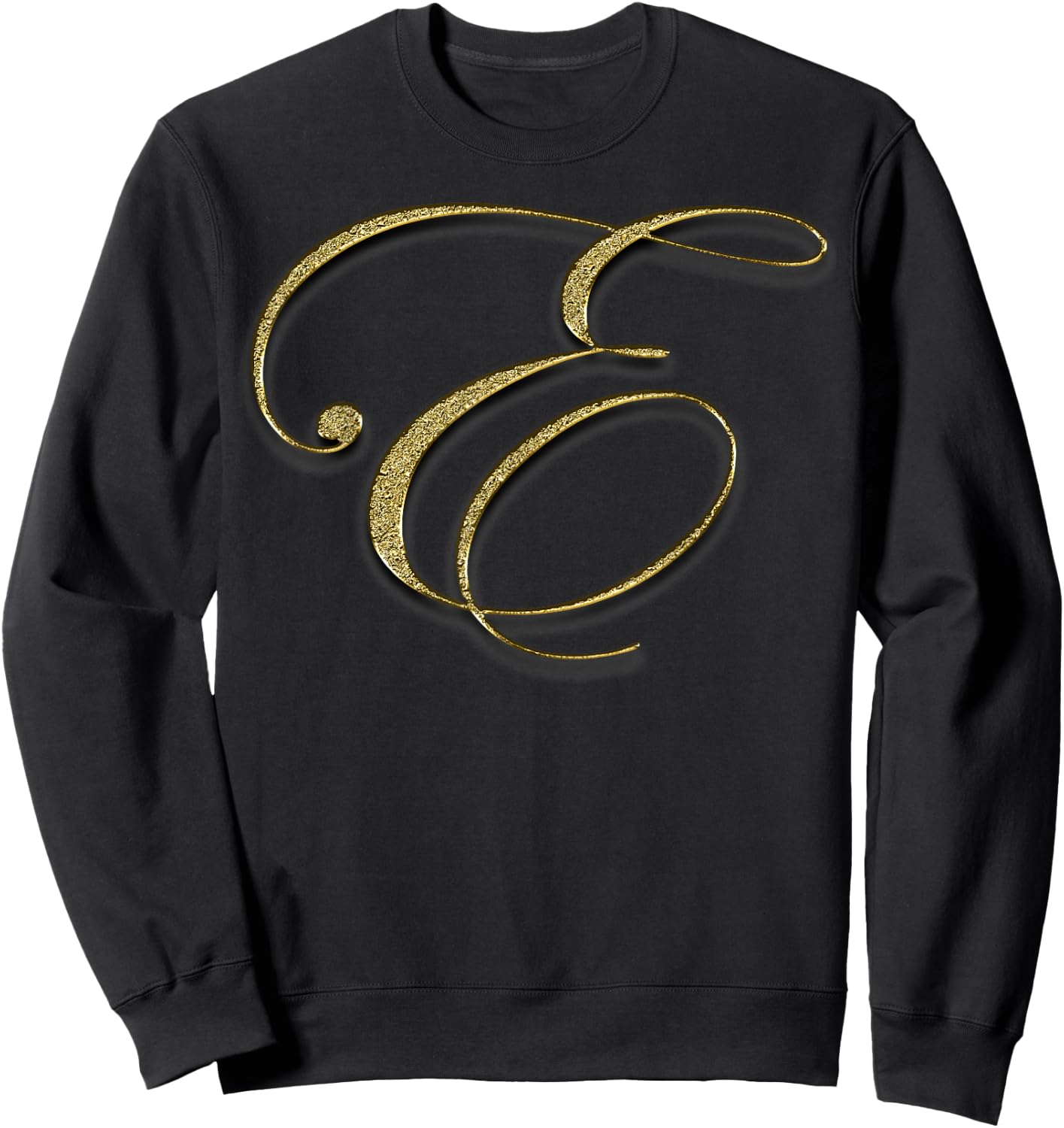 Monogram Initial Letter E Gold Sweatshirt - Sweatshirt | Black