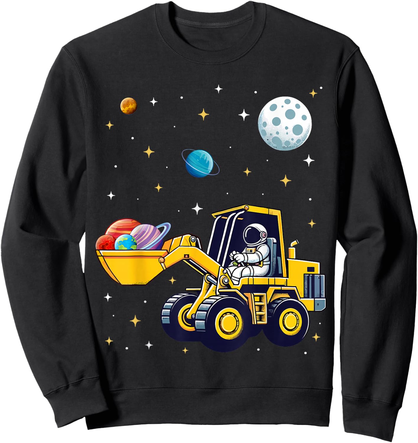 Kids Space Cosmic Excavator Astronaut Space Loader Planet Sweatshirt - Sweatshirt | Black