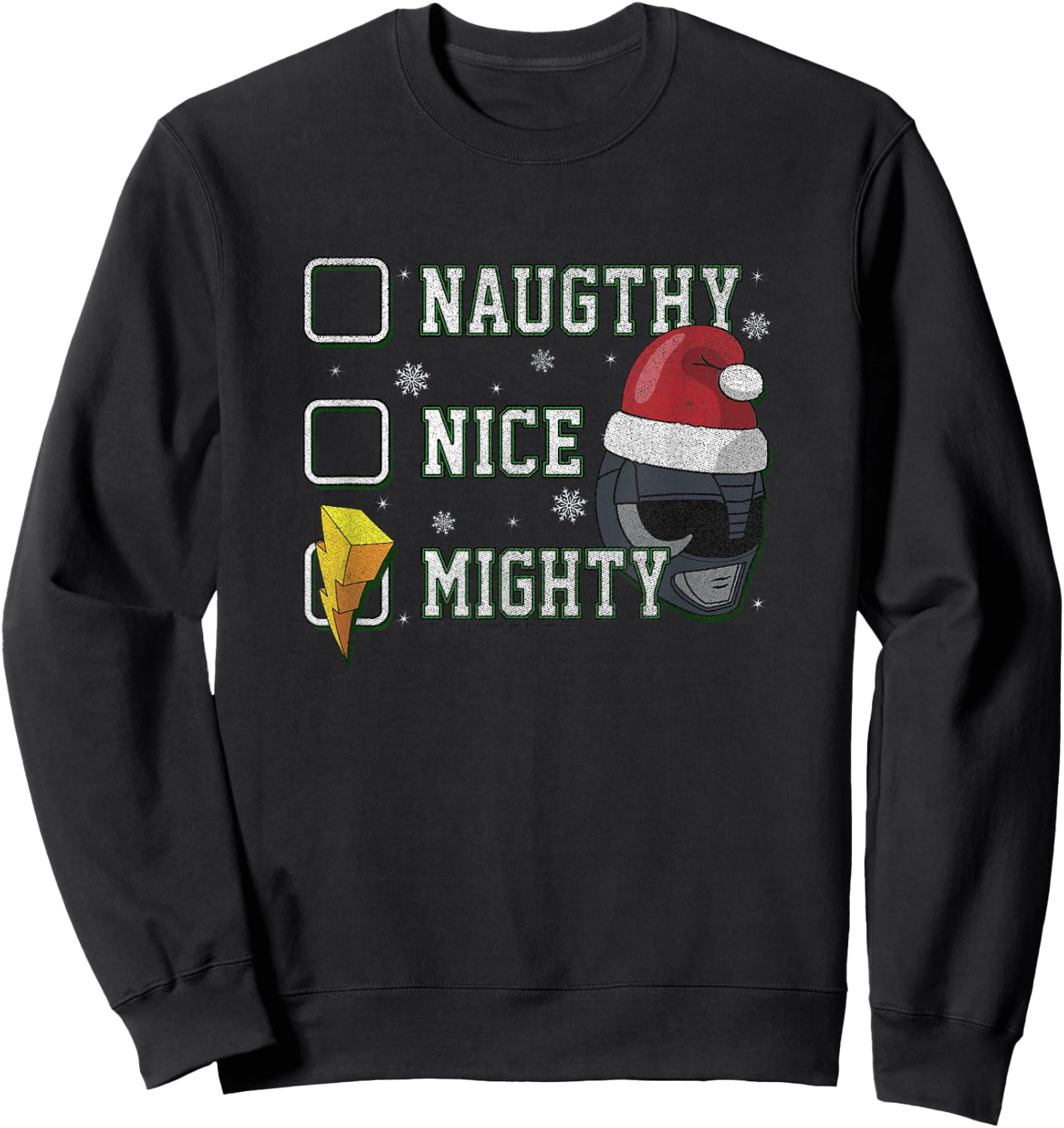 Power Rangers Christmas Naughty Nice Mighty Checklist Logo Sweatshirt - Sweatshirt | Black