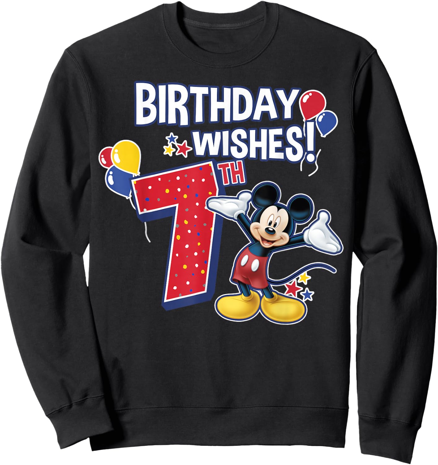 Disney Mickey and Friends Mickey Mouse 7th Birthday Wishes Small Sweatshirt - Sweatshirt | Black