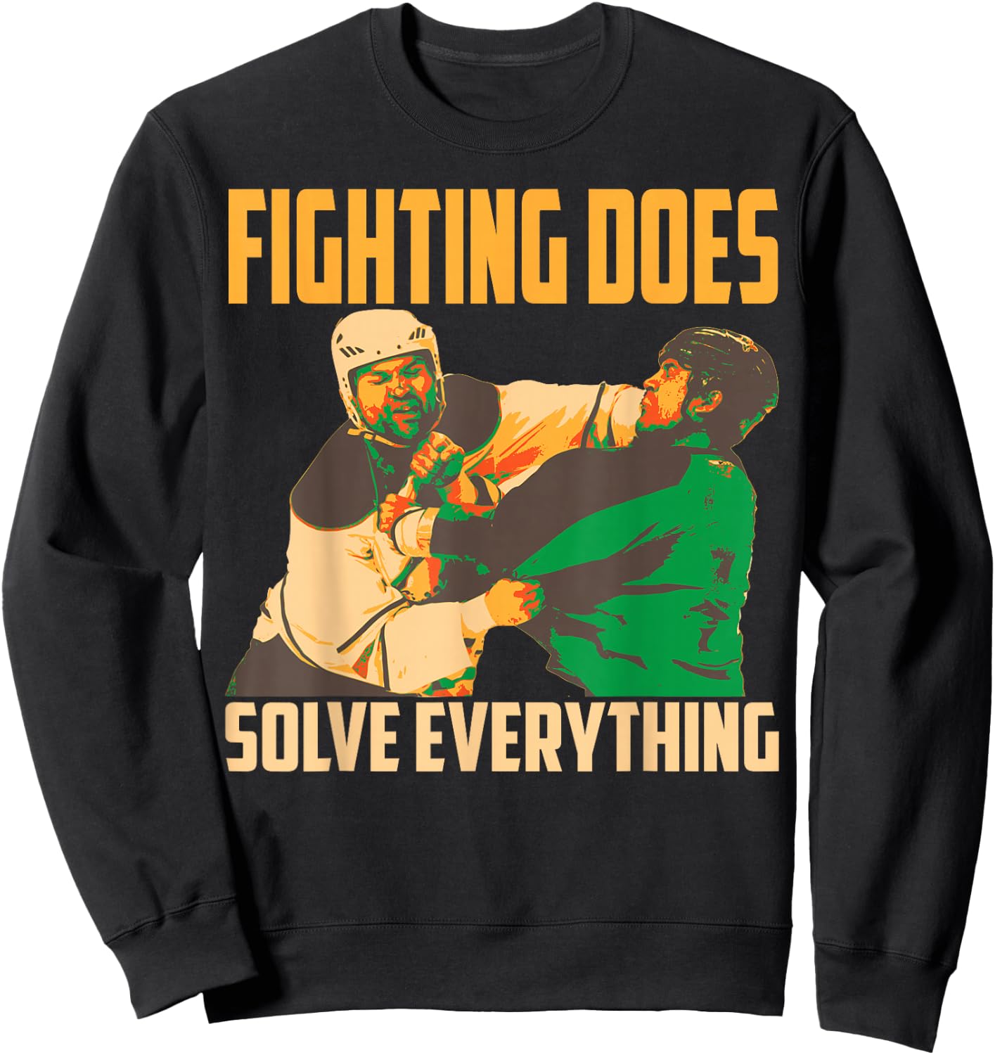 Cute Fighting Solve Everything | Funny Hockey Players Gift Sweatshirt - Sweatshirt | Black