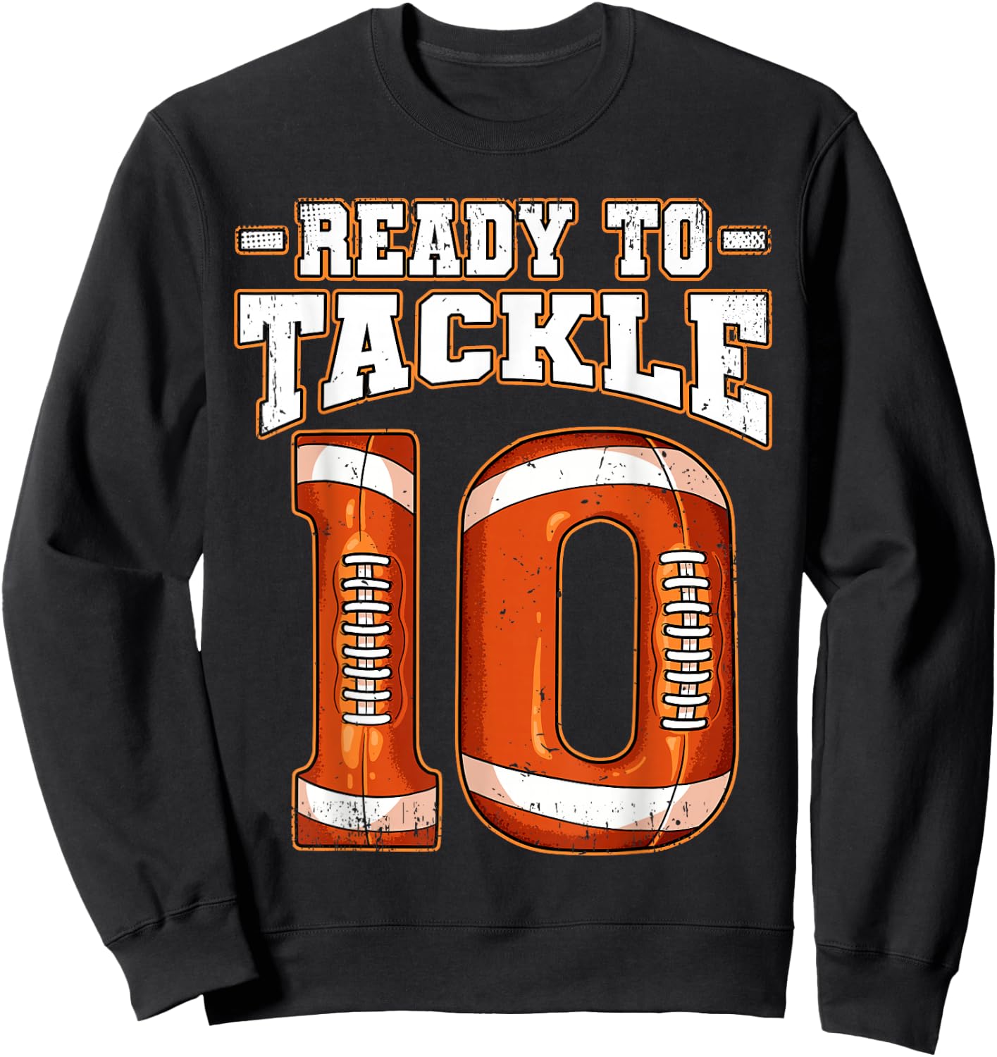 10th Birthday Football , Small, Black Sweatshirt - Sweatshirt | Black