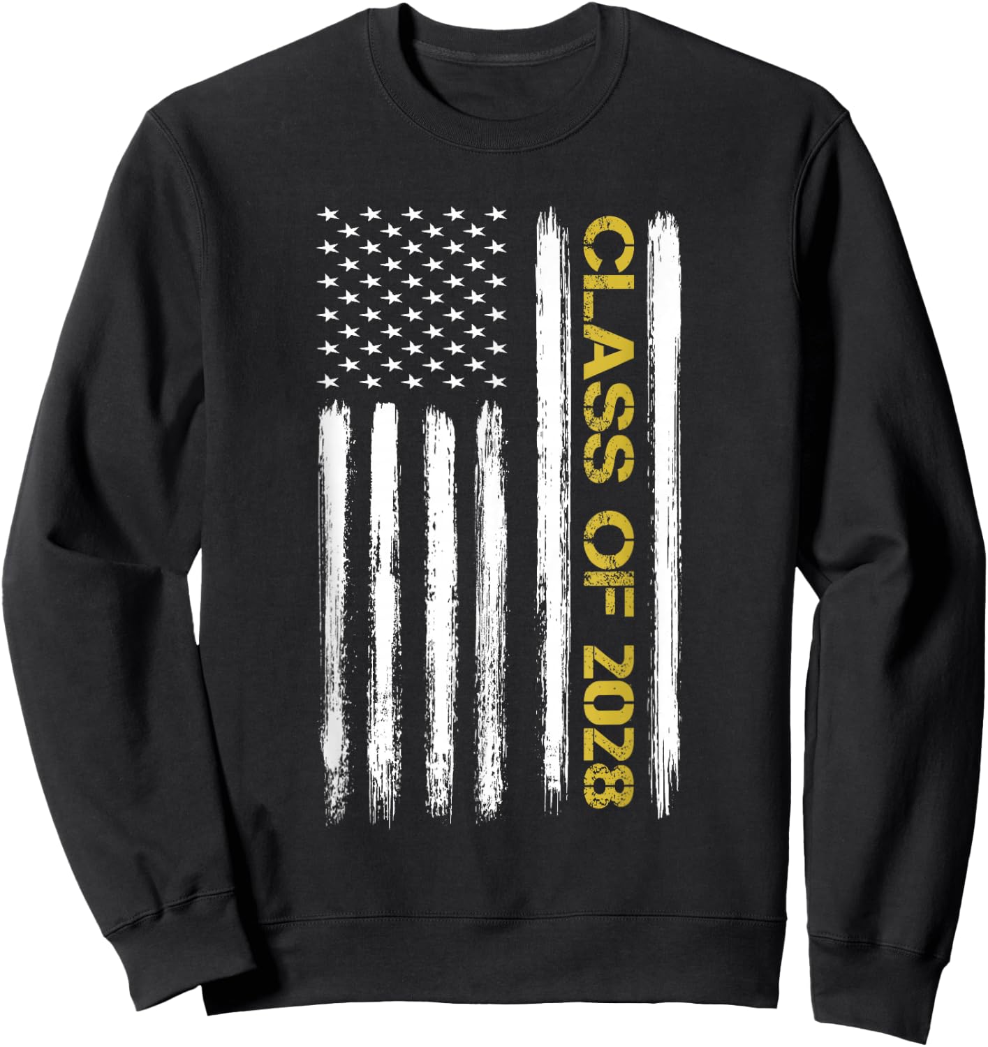 Senior Class Of 2028 Patriotic American Flag Graduation Gift Sweatshirt - Sweatshirt | Black