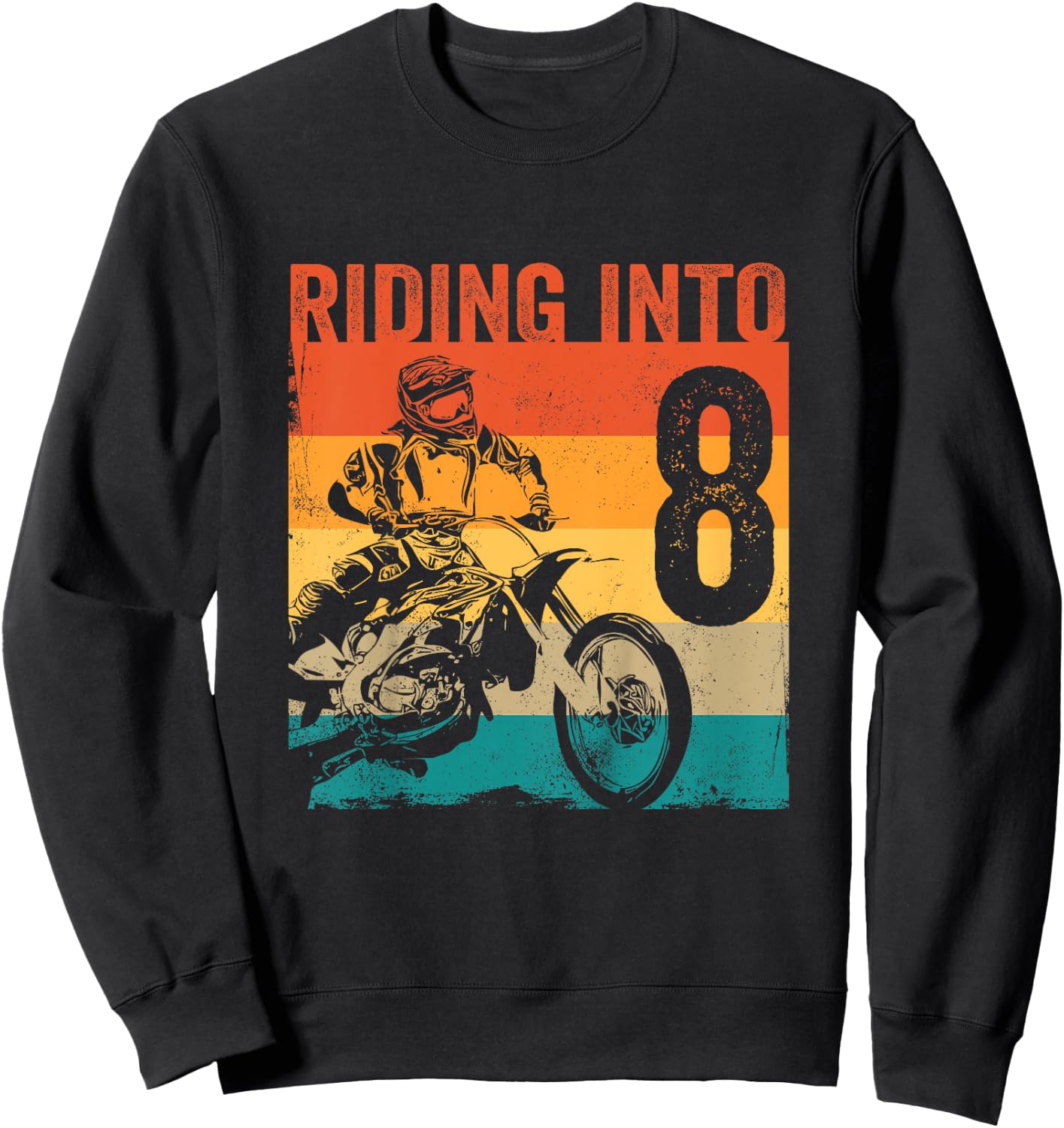 Kids Kids Motocross 8 Years Old Dirt Bike 8th Birthday Party Sweatshirt - Sweatshirt | Black