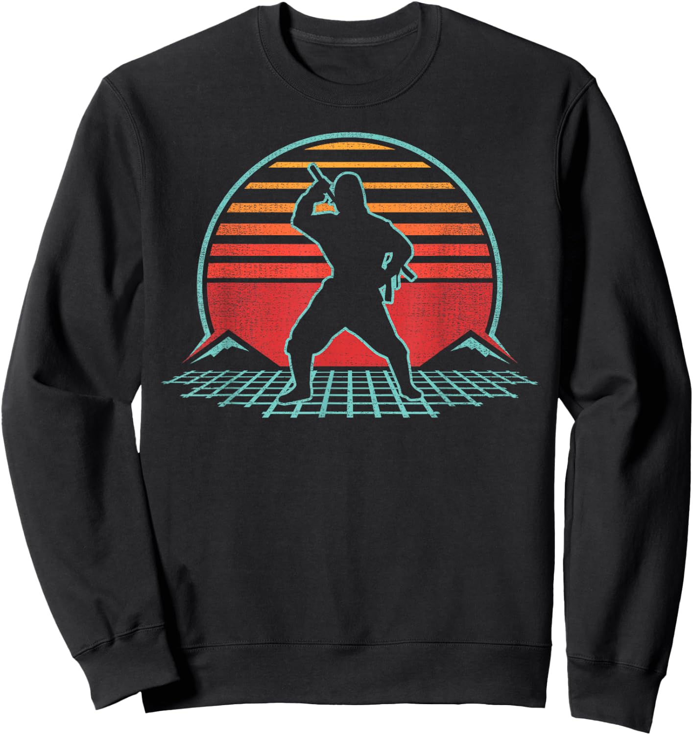 Ninja Shinobi Ninjutsu Warrior Retro Vintage 80s Style Gift Sweatshirt - Sweatshirt | Black