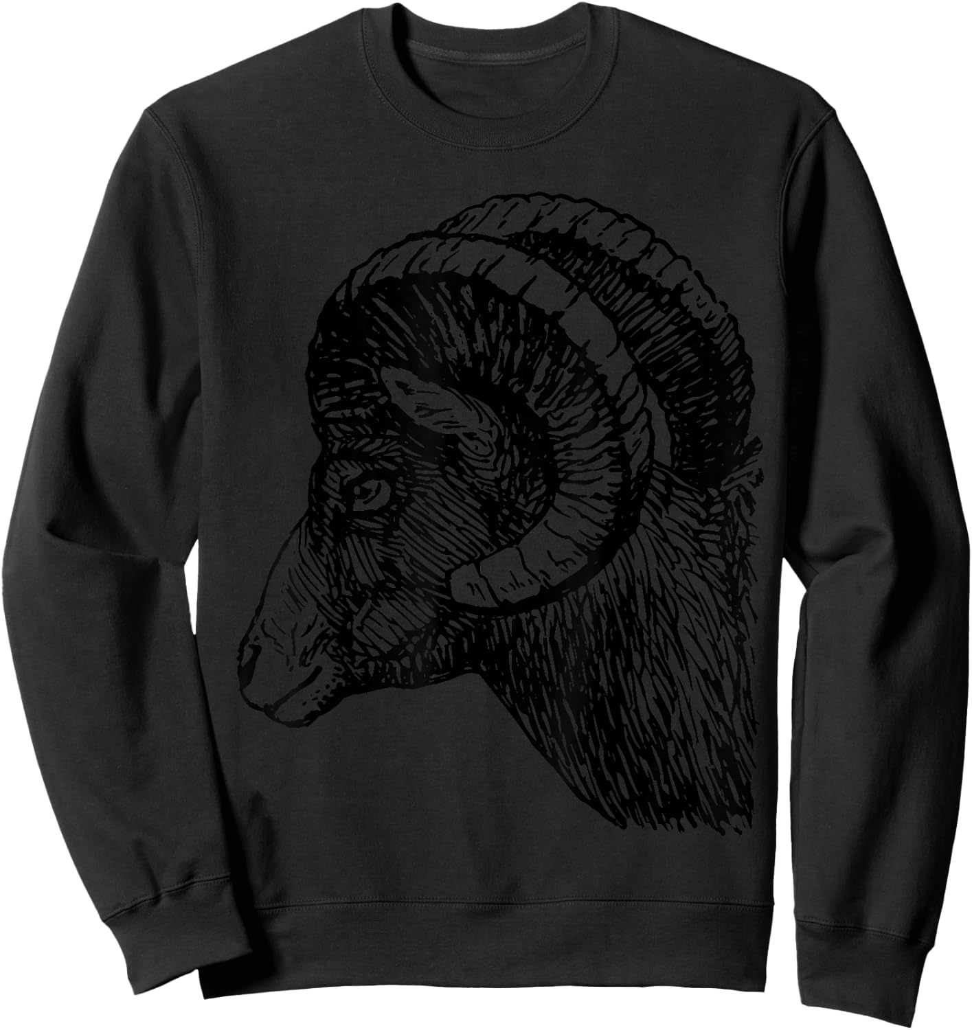 Bighorn Sheep Head and Horns Sweatshirt - Sweatshirt | Black