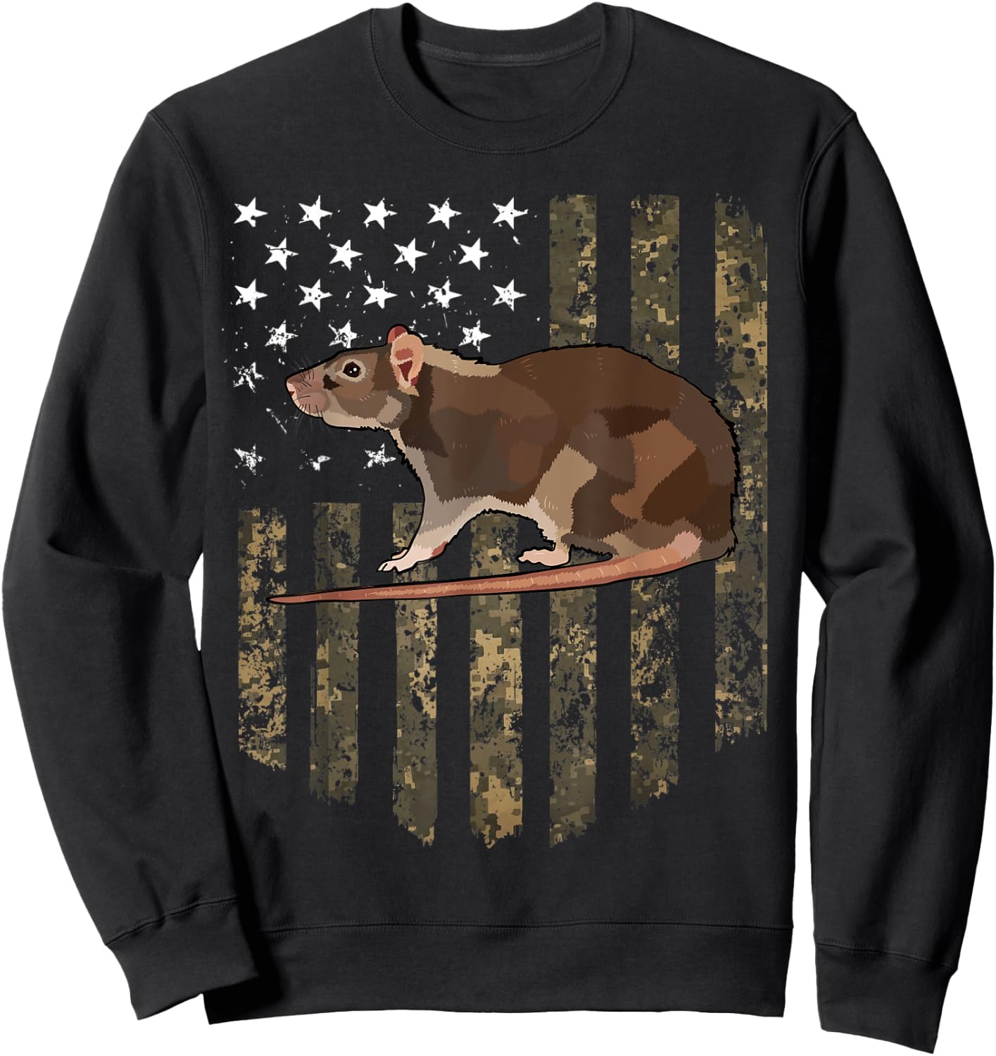 Camo American Flag Rat 4th Of July Farm Animal Kids Men Sweatshirt - Sweatshirt | Black