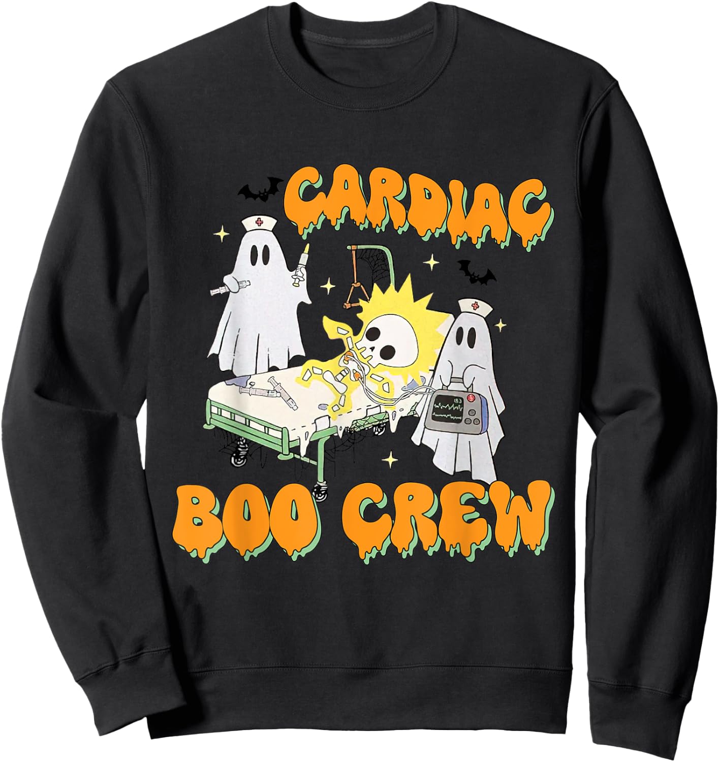 Cardiac Nurse Boo Crew Cardiac Nurse Halloween Costume Sweatshirt - Sweatshirt | Black