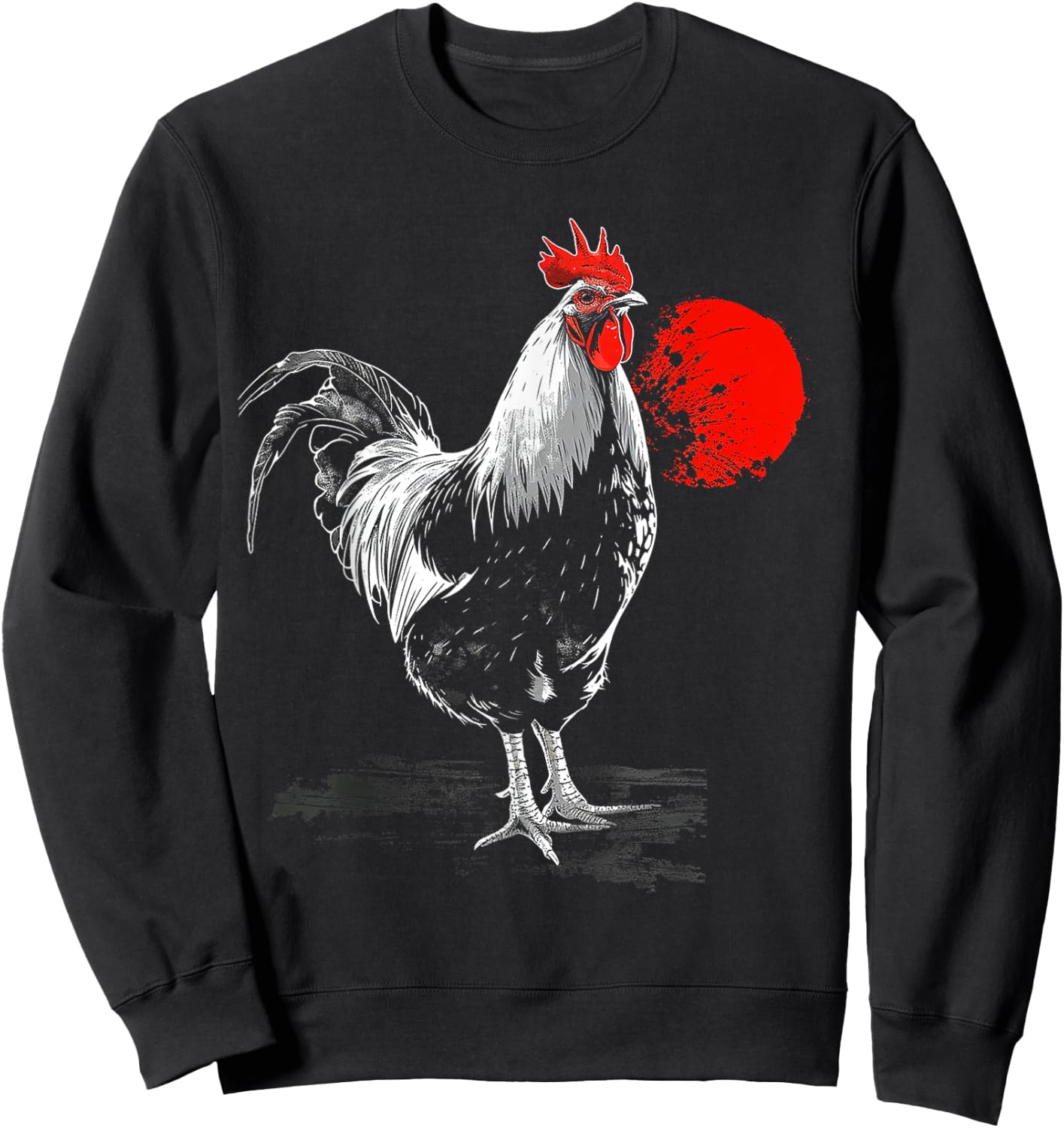 Chicken Drawing Animal Art Graphic Chicken Sweatshirt - Sweatshirt | Black