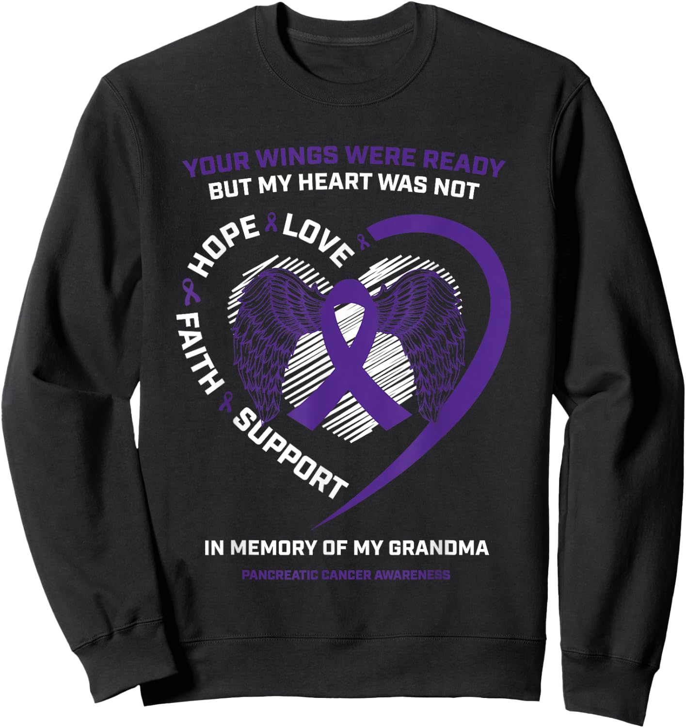 Purple Gifts Memory Of Grandma Pancreatic Cancer Awareness Sweatshirt - Sweatshirt | Black