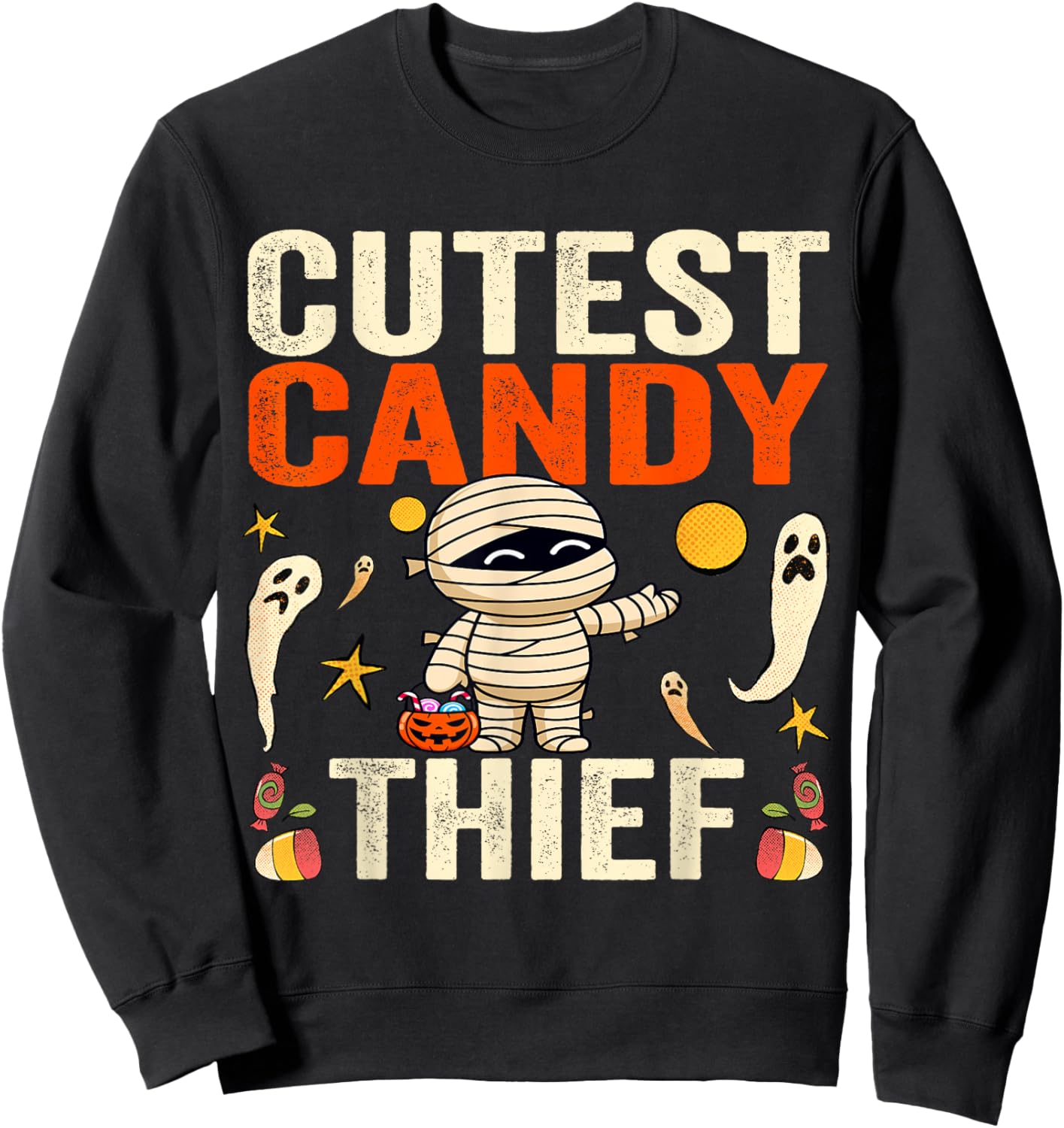 Cutest Candy Thief Funny Trick-Or-Treat Halloween Kids Sweatshirt - Sweatshirt | Black