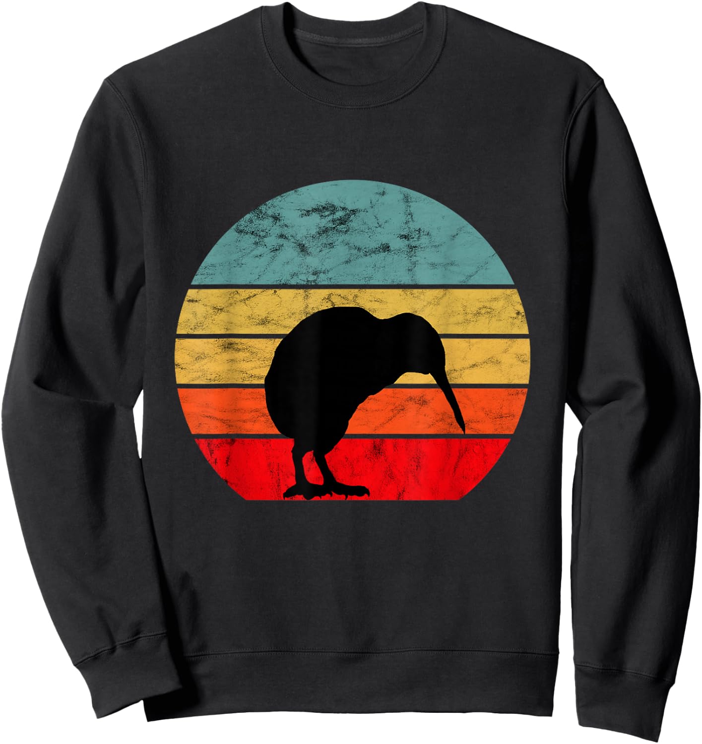 Kiwi Bird Retro Vintage Sunset New Zealand Animals Kiwi Bird Sweatshirt - Sweatshirt | Black