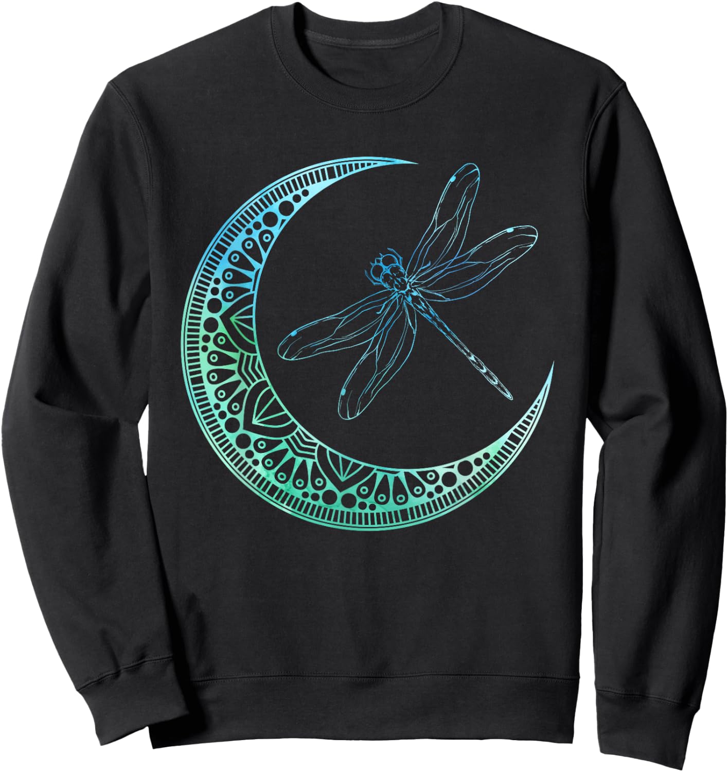 Entomologist Insect Animal Gift Moon Mandala Dragonfly Sweatshirt - Sweatshirt | Black
