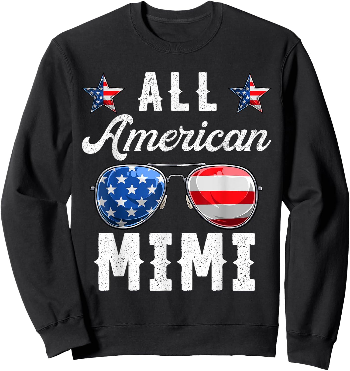 Family Shirts All American Mimi, 4th Of July Patriotic Women Sweatshirt - Sweatshirt | Black