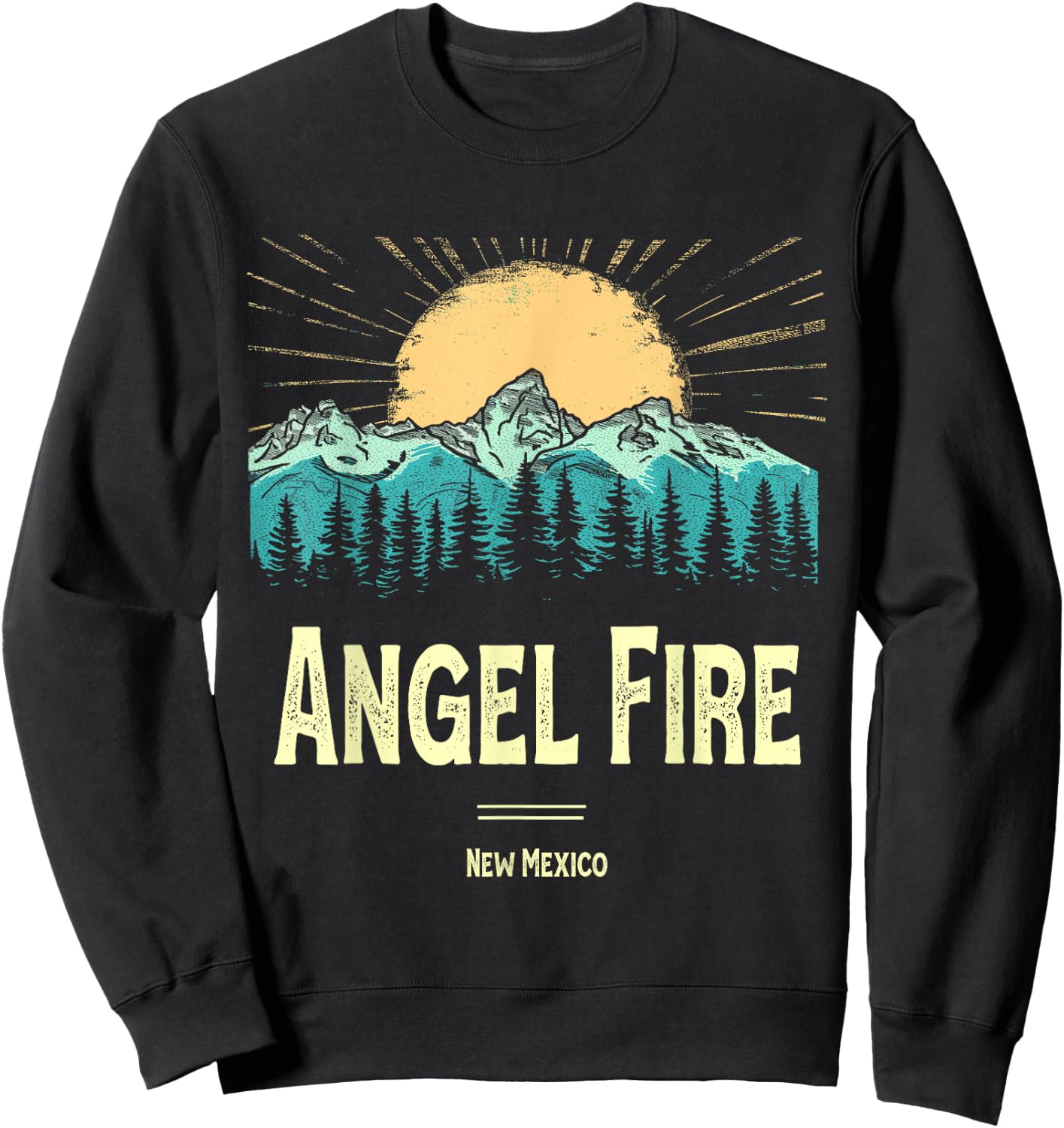 Vintage Angel Fire New Mexico Souvenir Hiking Sunset Sweatshirt - Sweatshirt | Black