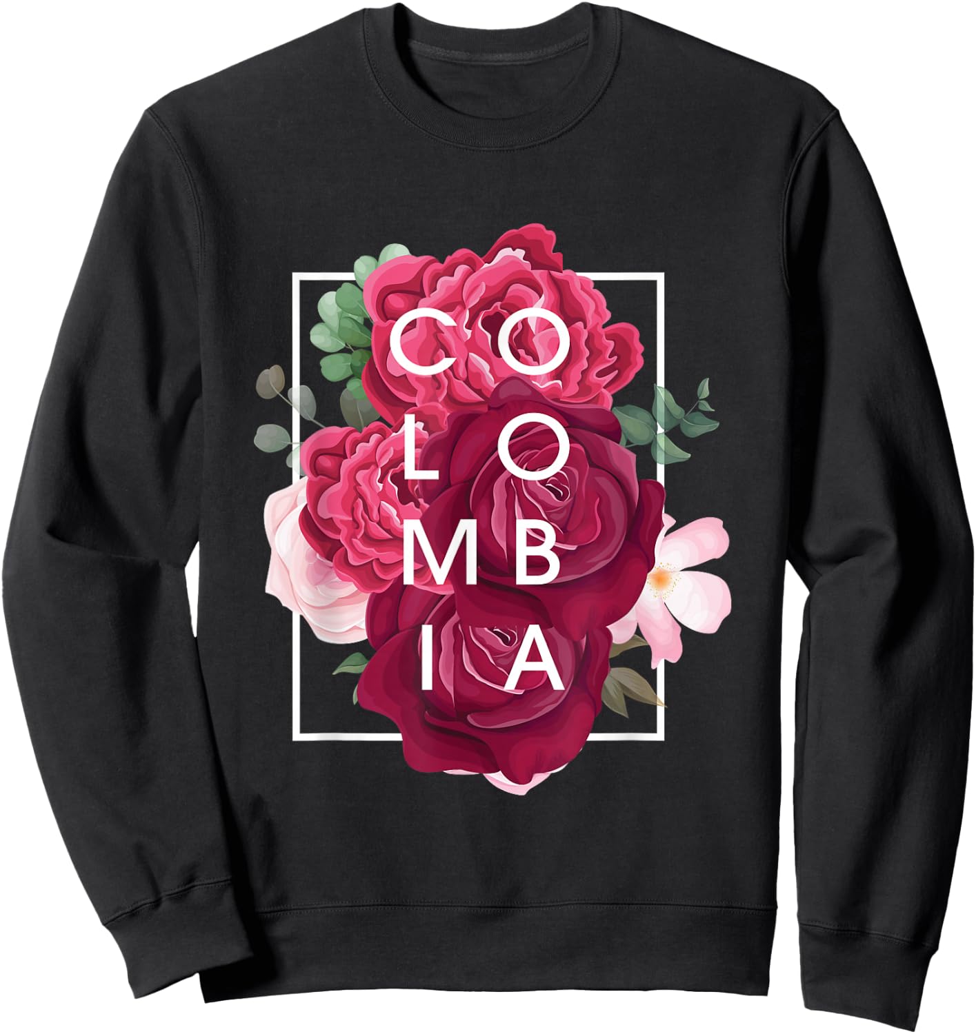 Flowers of Colombia Word Art - Colombian Pride Sweatshirt - Sweatshirt | Black