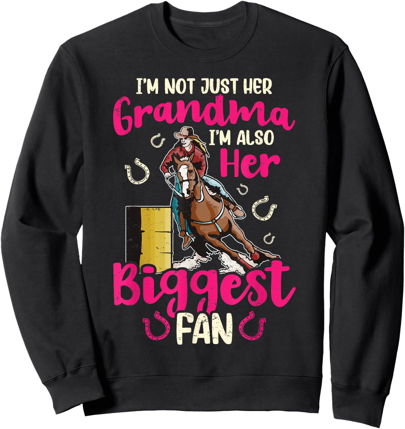 Grandma Barrel Racer Fan Barrel Racing Horse Rodeo Women Sweatshirt - Sweatshirt | Black