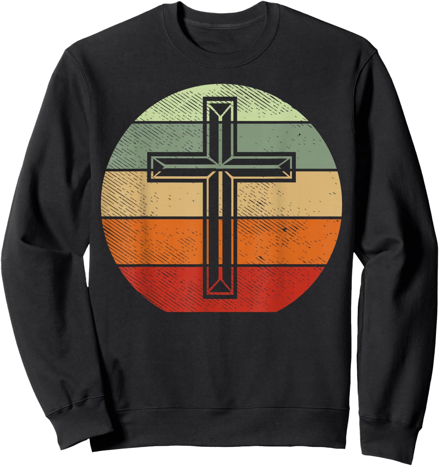 Jesus Retro Cross Christ God Faith Religious Christian Gift Sweatshirt - Sweatshirt | Black