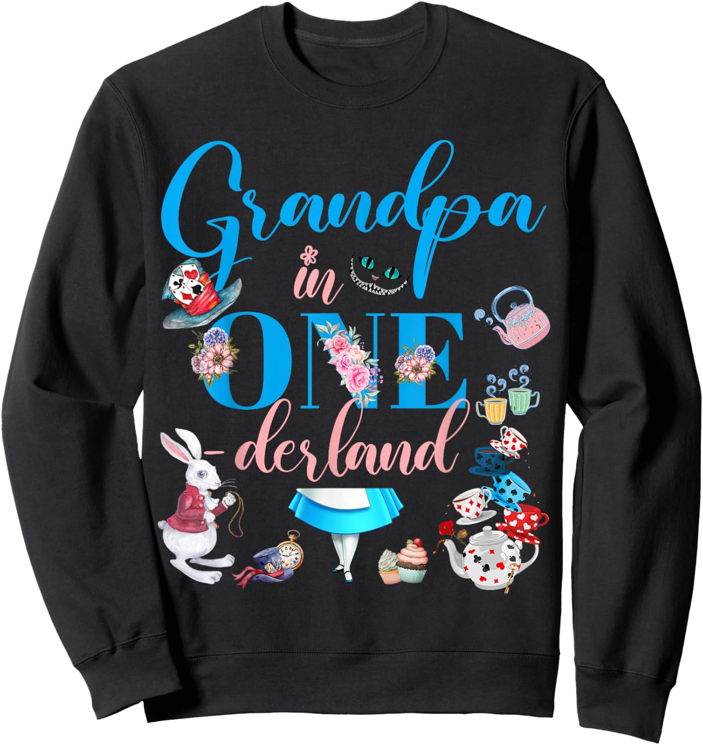 Alice in ONEderland Family Grandpa Of The Birthday Girl Sweatshirt - Sweatshirt | Black