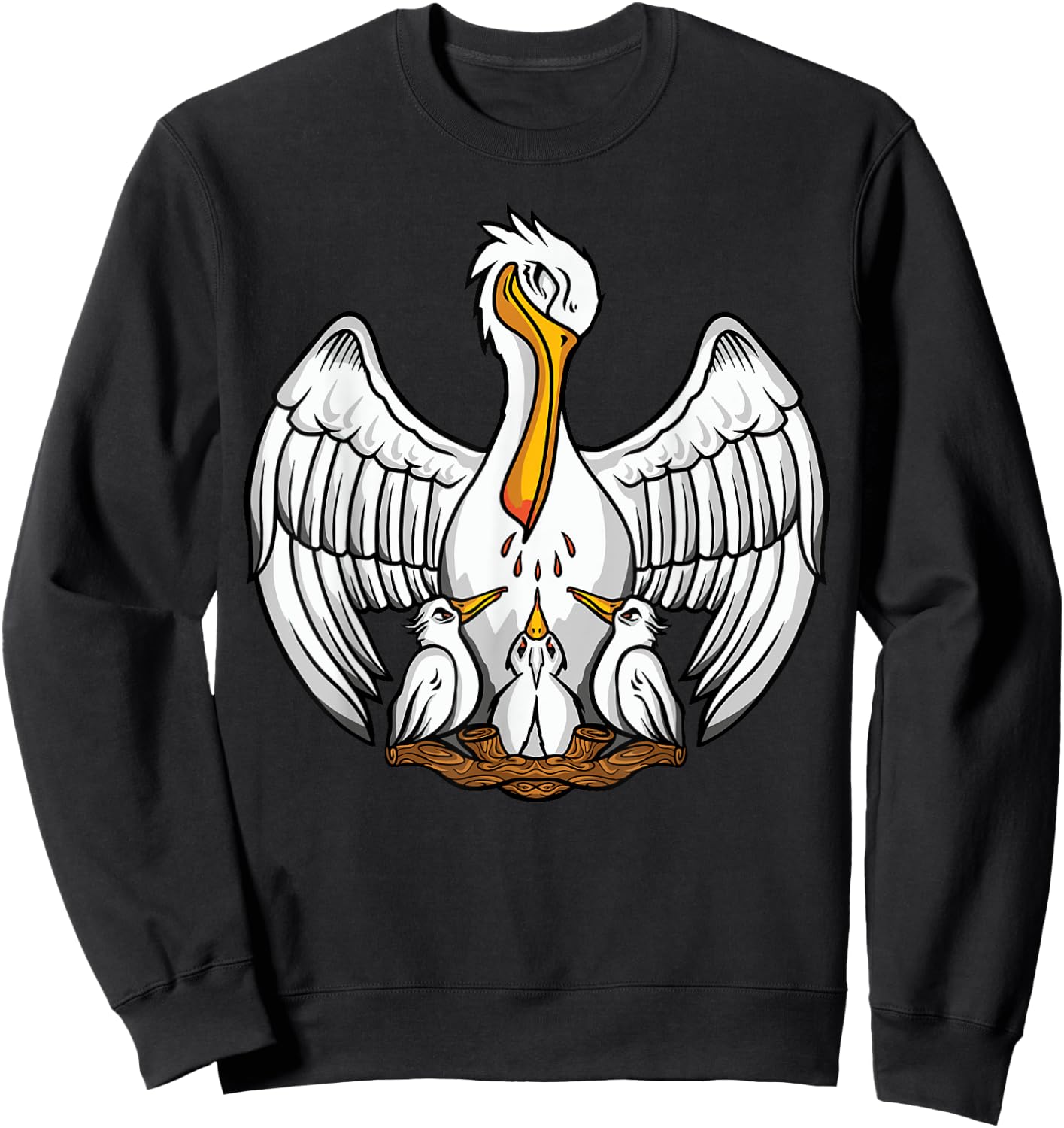 Pelican in Her Piety Catholic Symbols Traditional Latin Mass Sweatshirt - Sweatshirt | Black